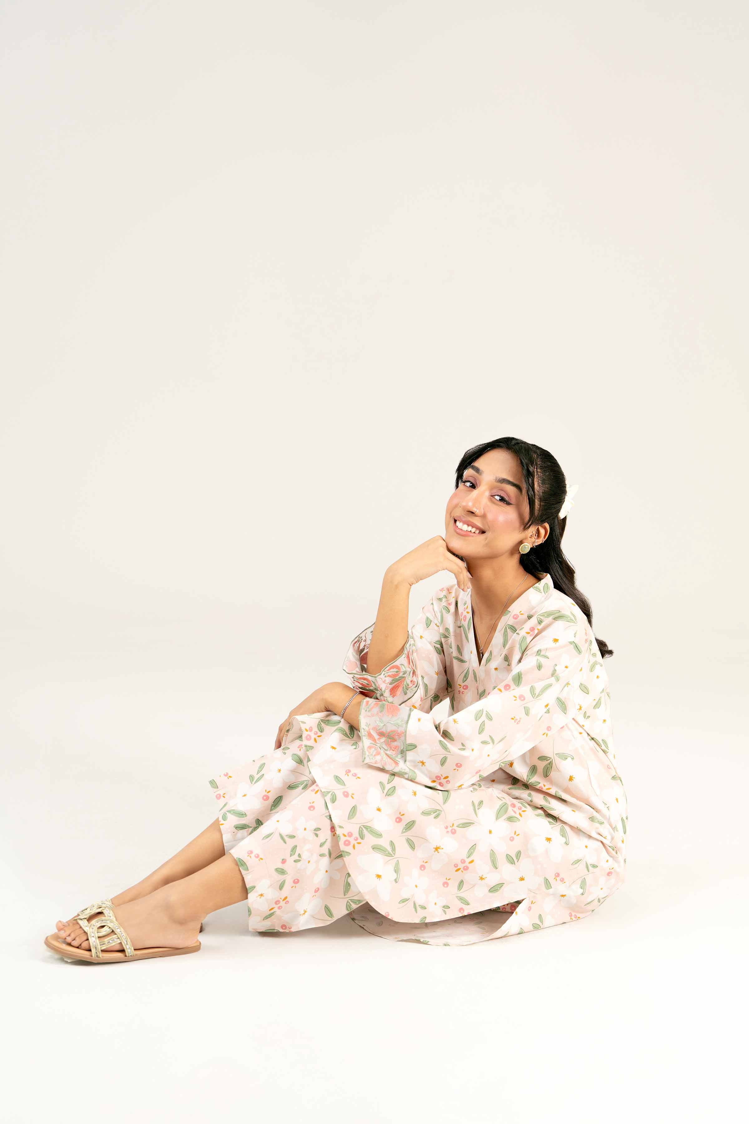 2 Piece - Printed Embroidered Suit - PS25-23