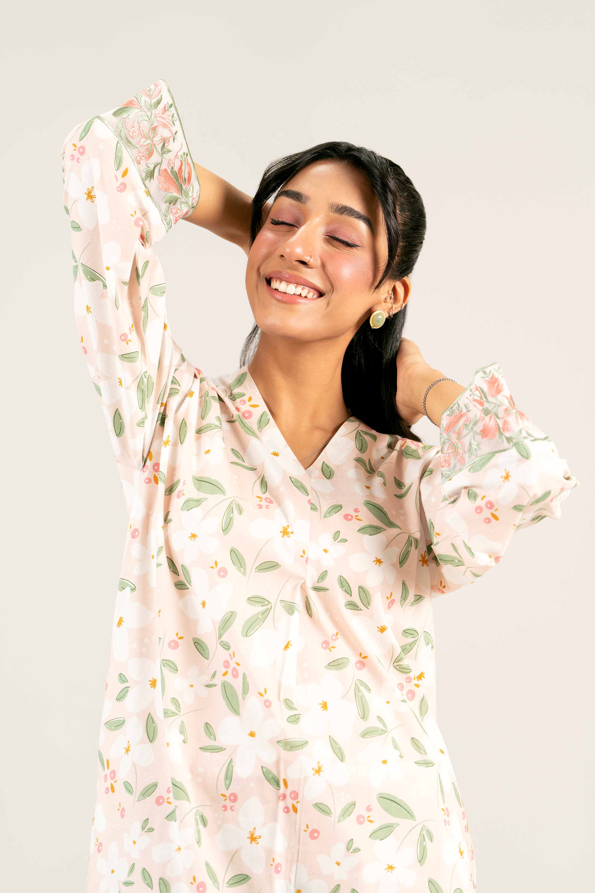 2 Piece - Printed Embroidered Suit - PS25-23