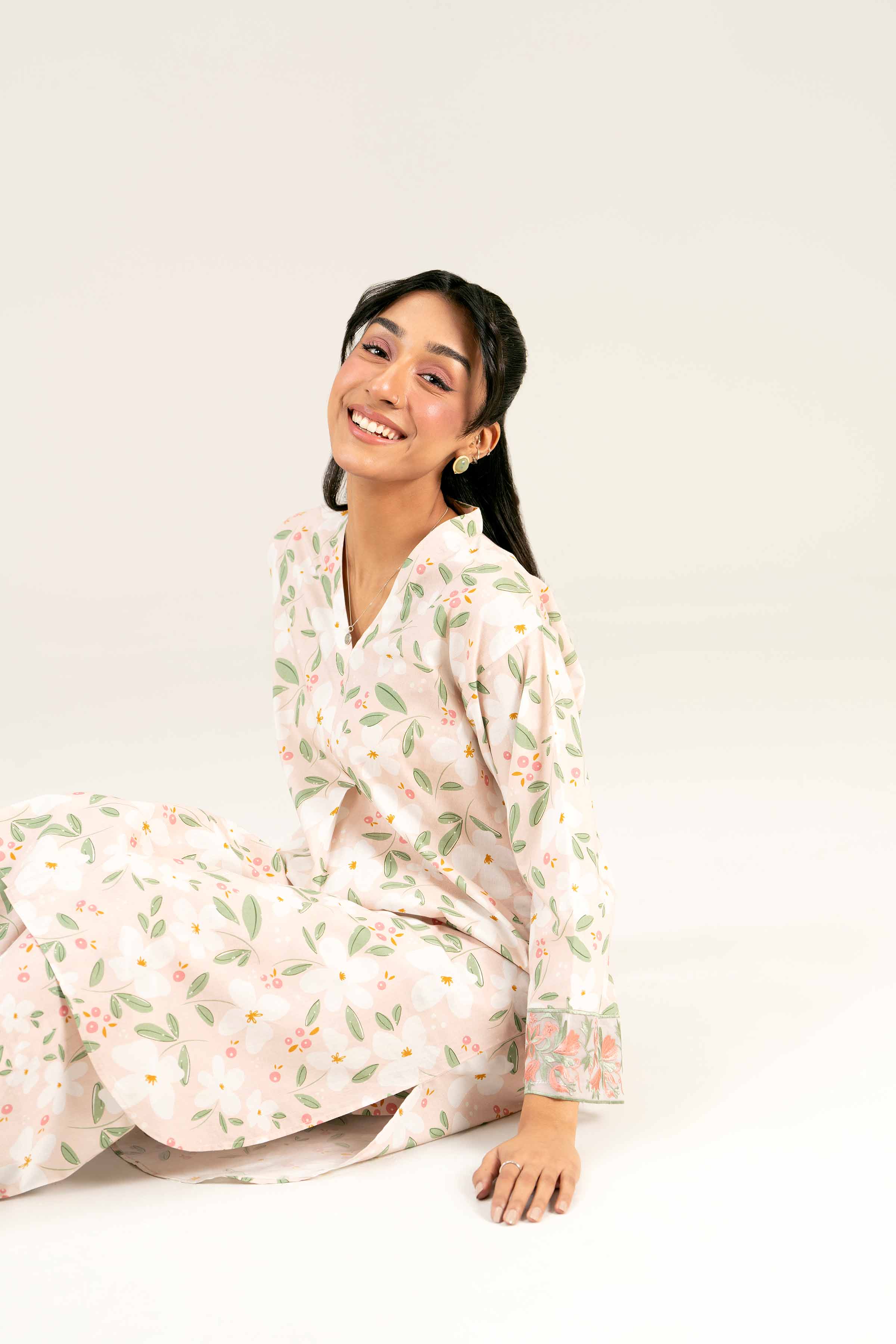 2 Piece - Printed Embroidered Suit - PS25-23