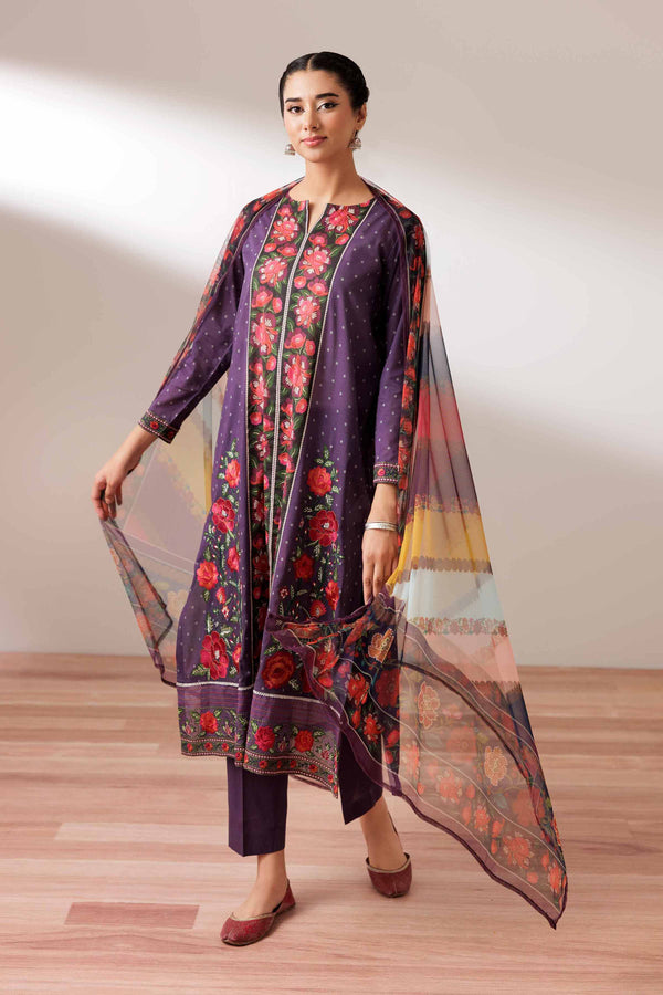 3 Piece - Printed Embroidered Suit - PS25-245 - for Women - Pret Collection | Nishat | Shop Online