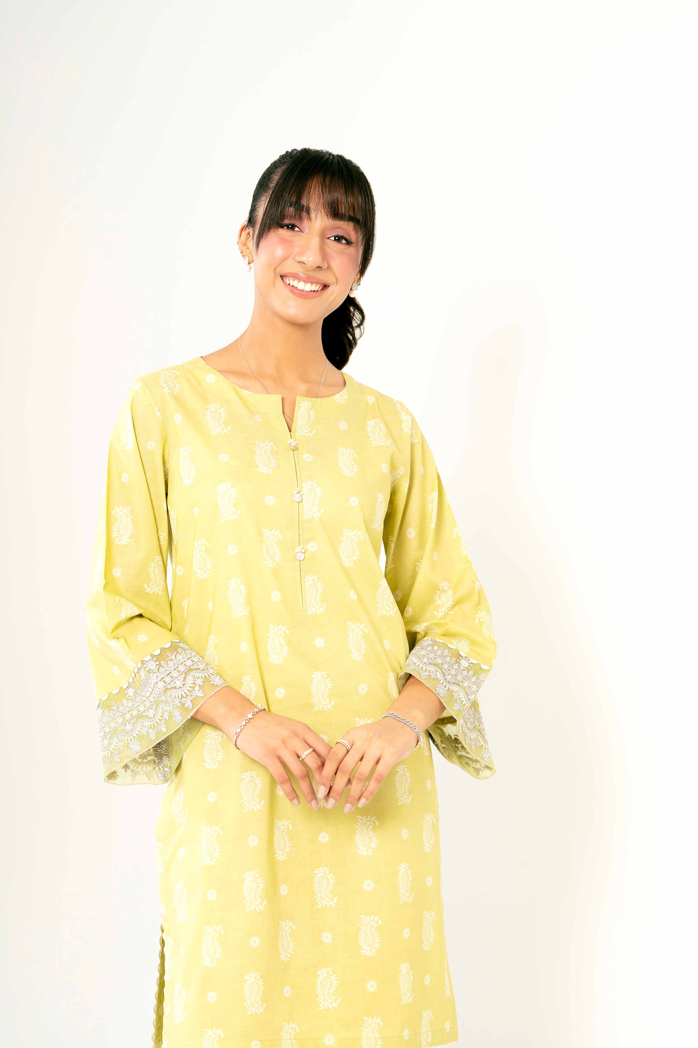 2 Piece - Printed Embroidered Suit - PS25-26