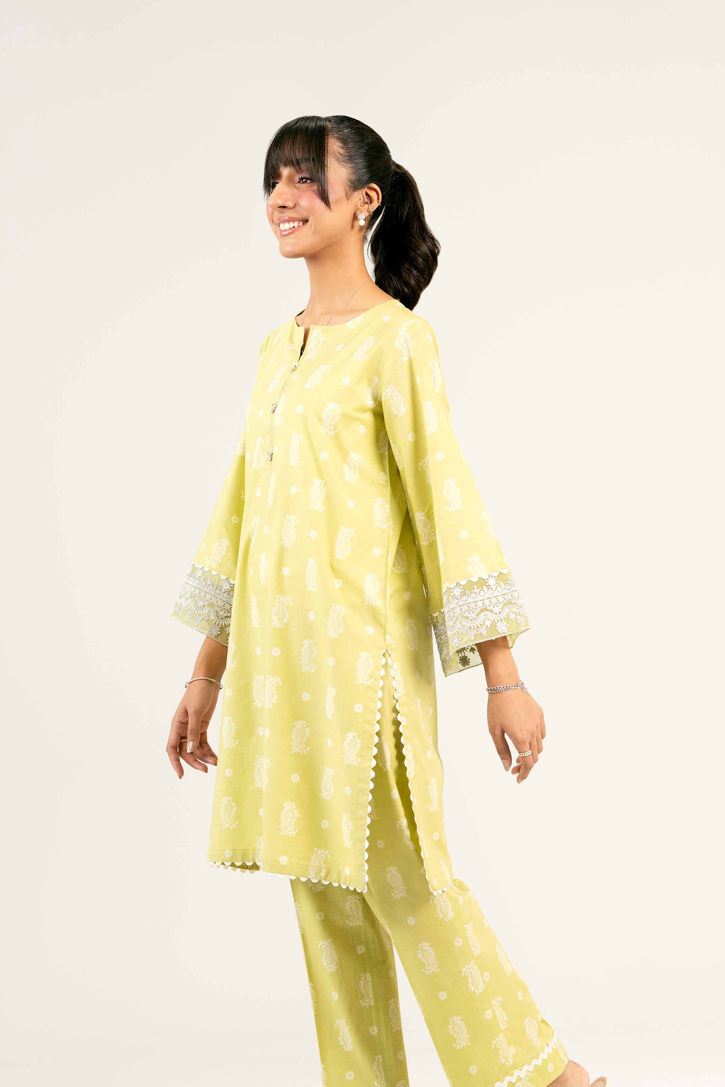 2 Piece - Printed Embroidered Suit - PS25-26