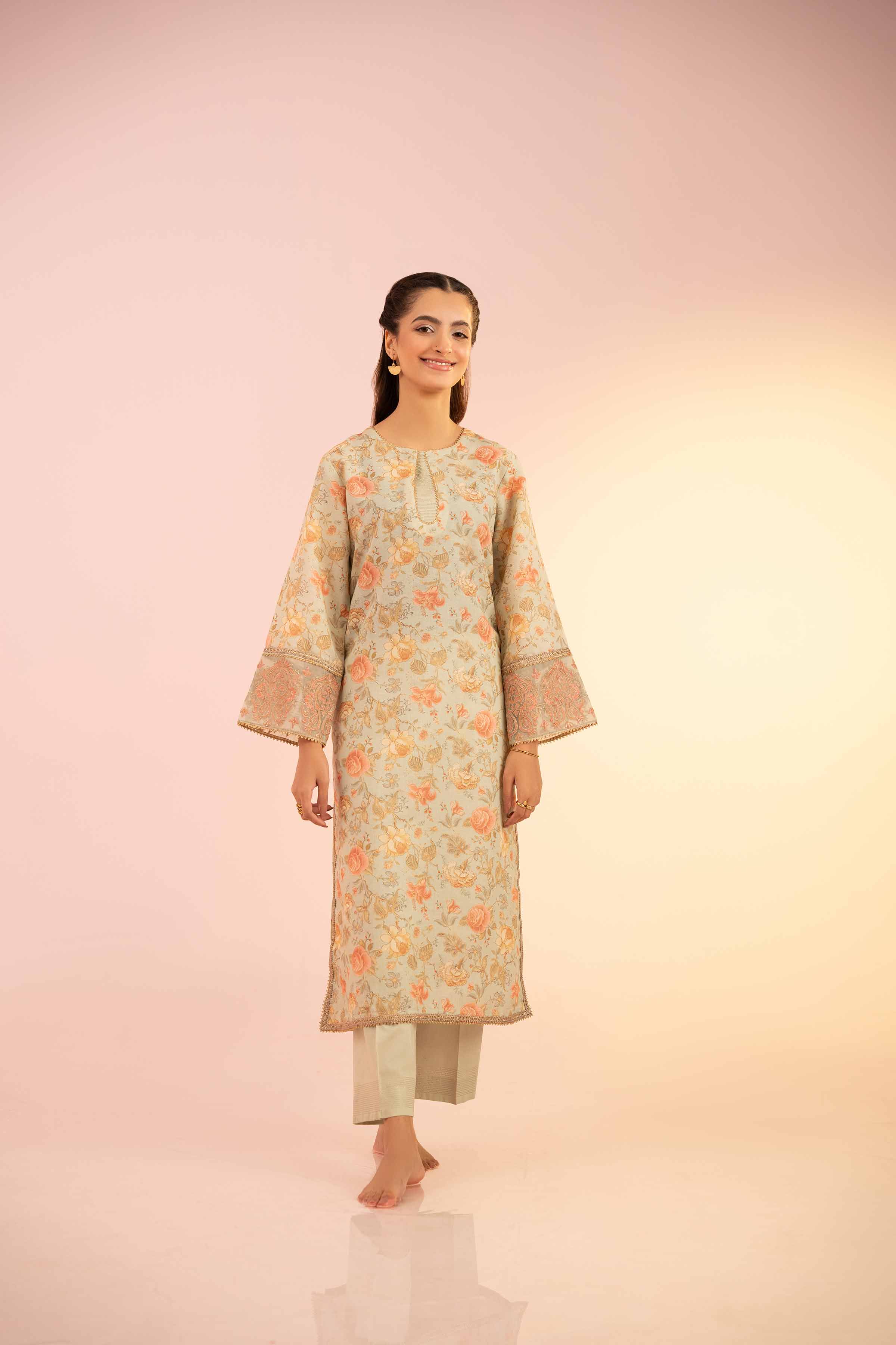 2 Piece - Printed Embroidered Suit - PS25-32