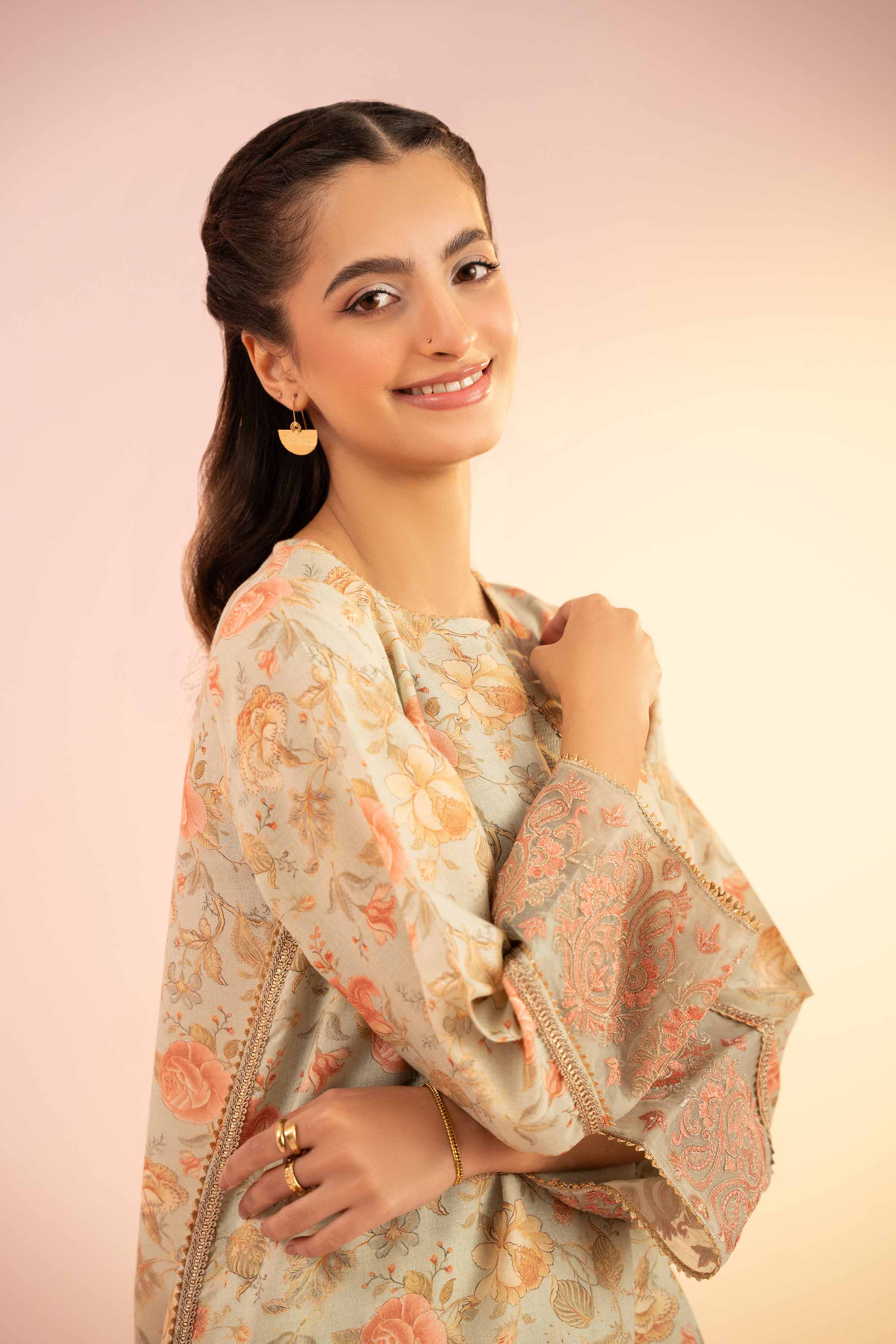 2 Piece - Printed Embroidered Suit - PS25-32
