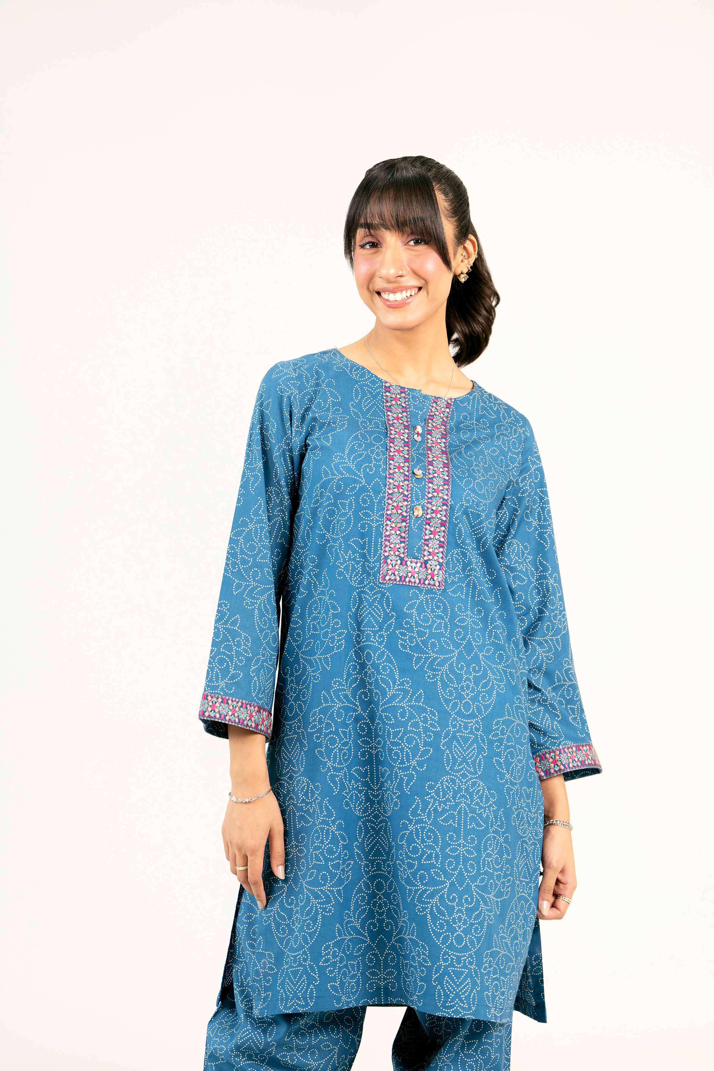 2 Piece - Printed Embroidered Suit - PS25-36