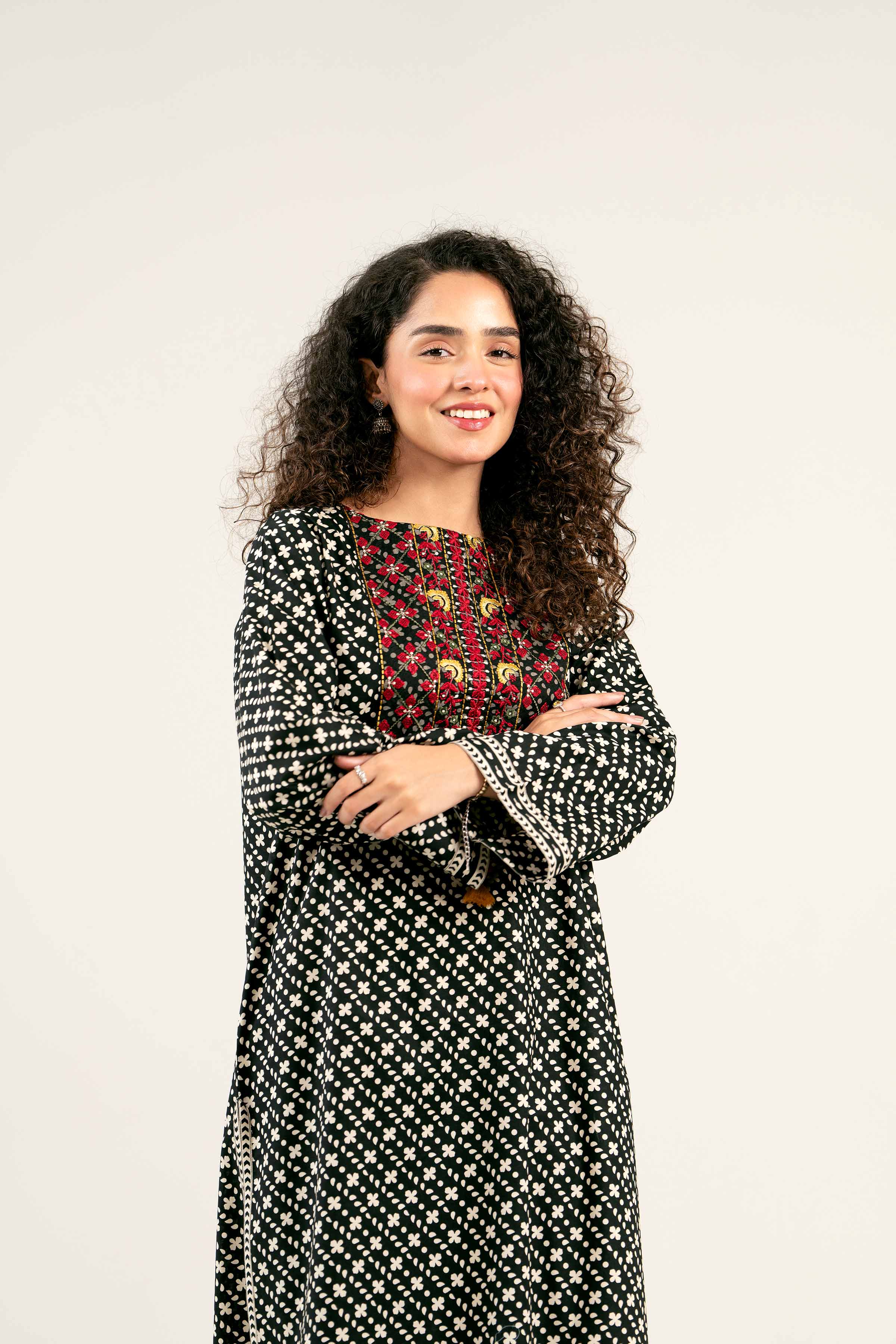 2 Piece - Printed Embroidered Suit - PS25-37