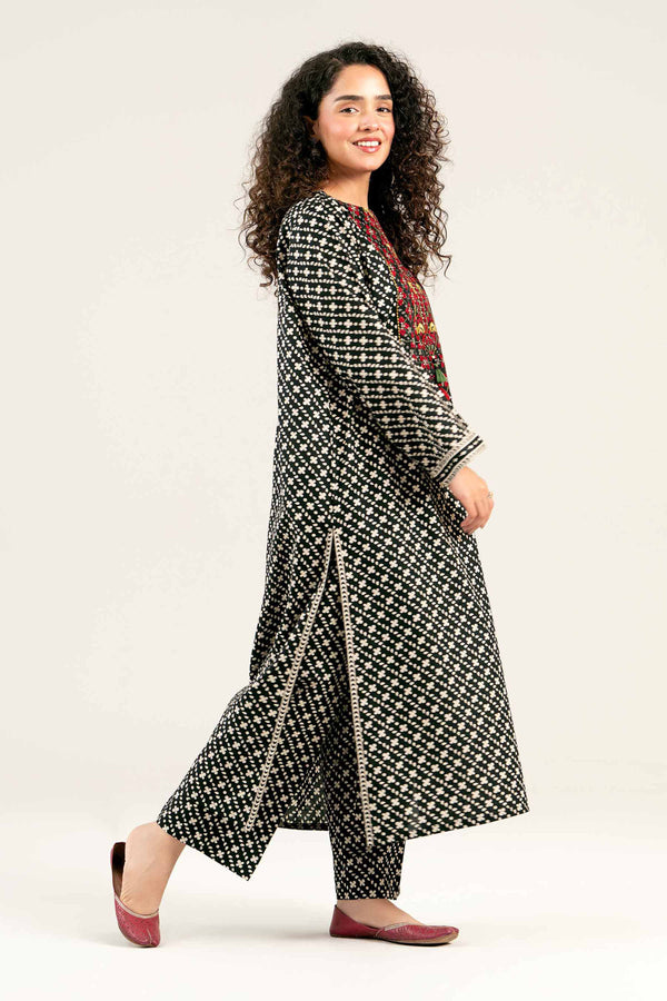 2 Piece - Printed Embroidered Suit - PS25-37