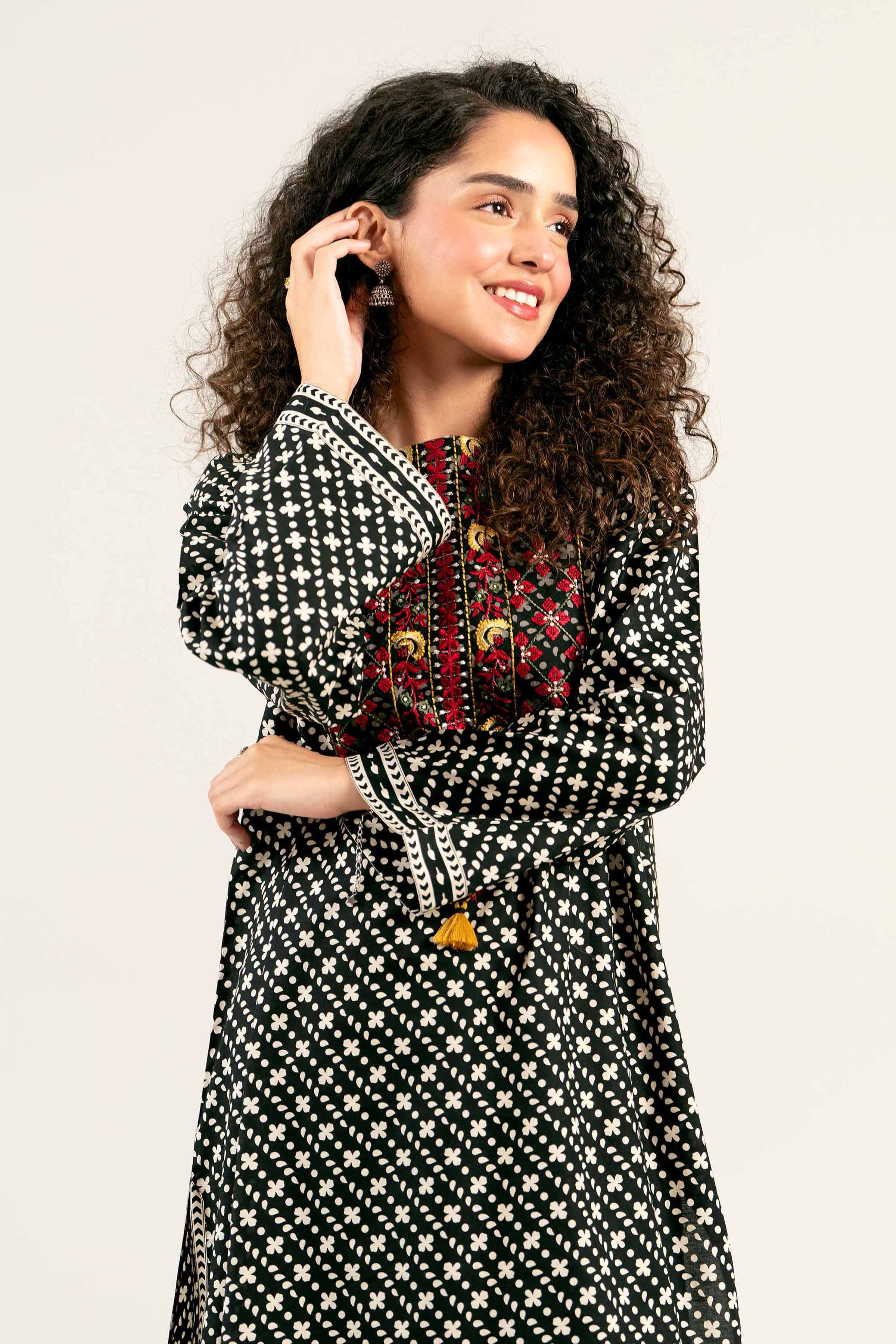 2 Piece - Printed Embroidered Suit - PS25-37