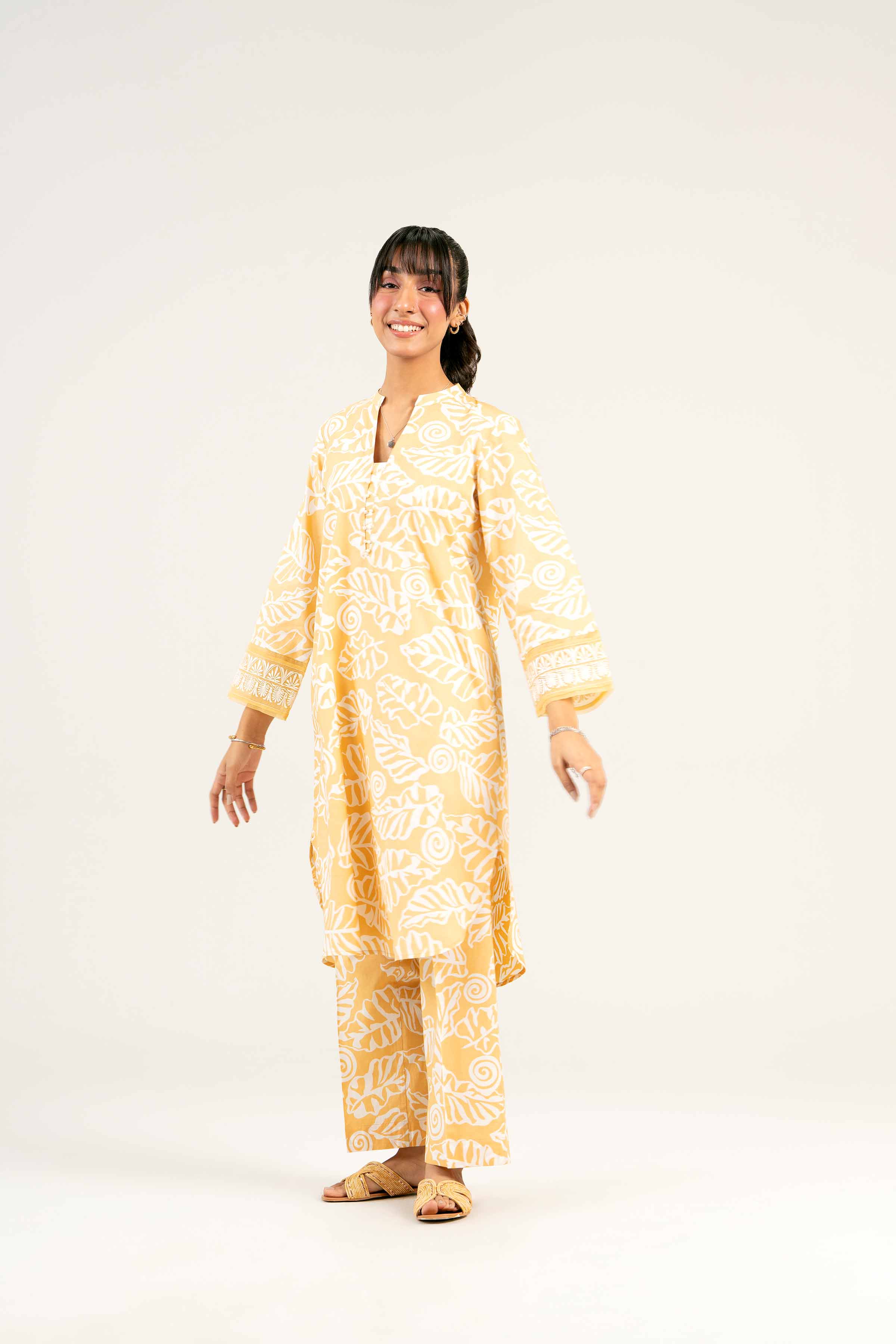 2 Piece - Printed Embroidered Suit - PS25-43