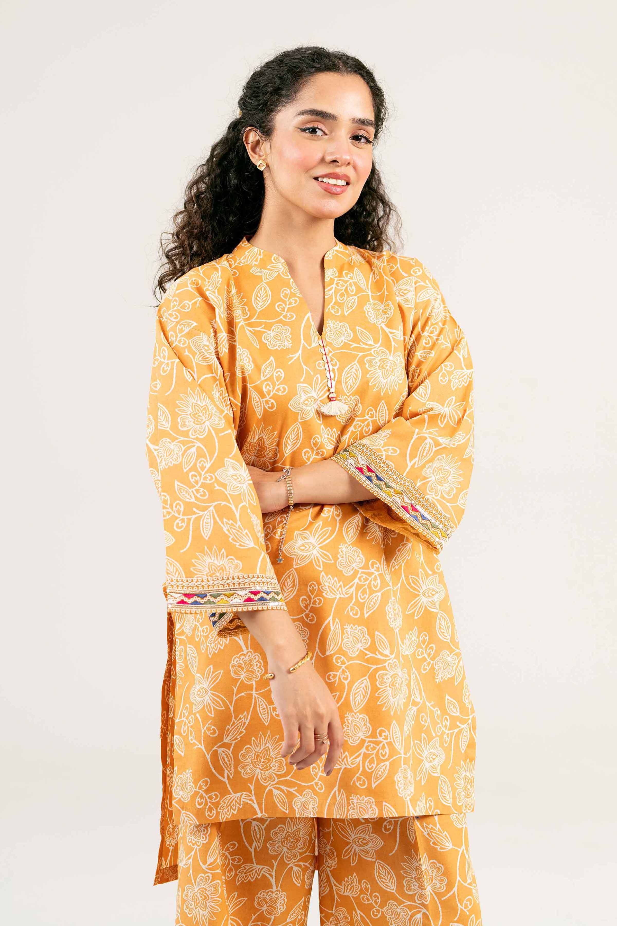 2 Piece - Printed Embroidered Suit - PS25-52