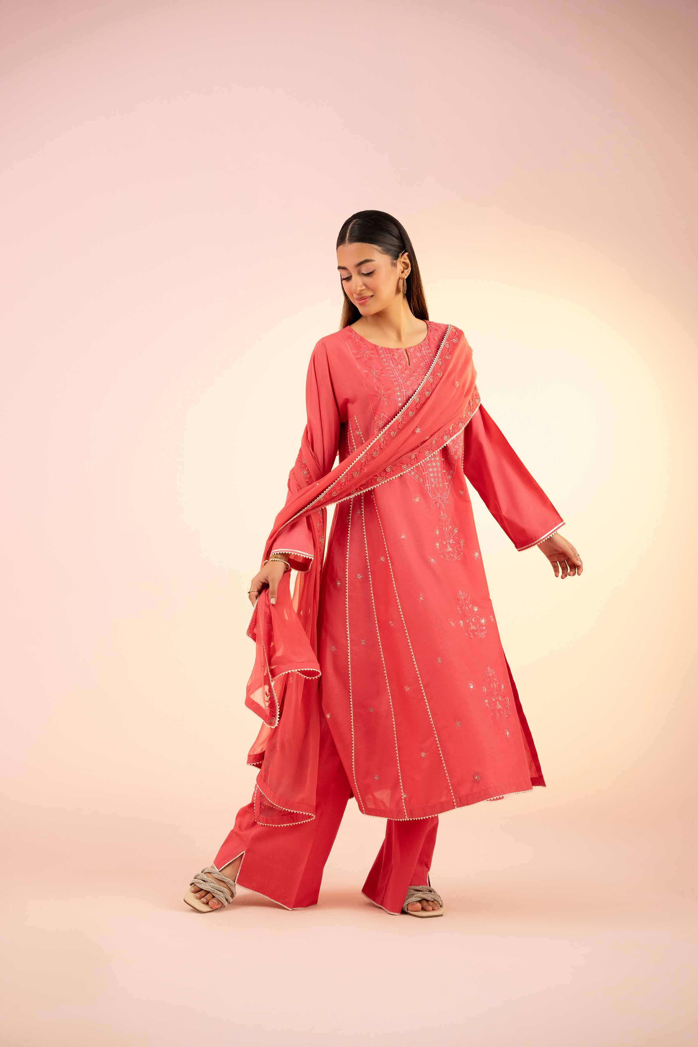 3 Piece - Embroidered Suit - PS25-64