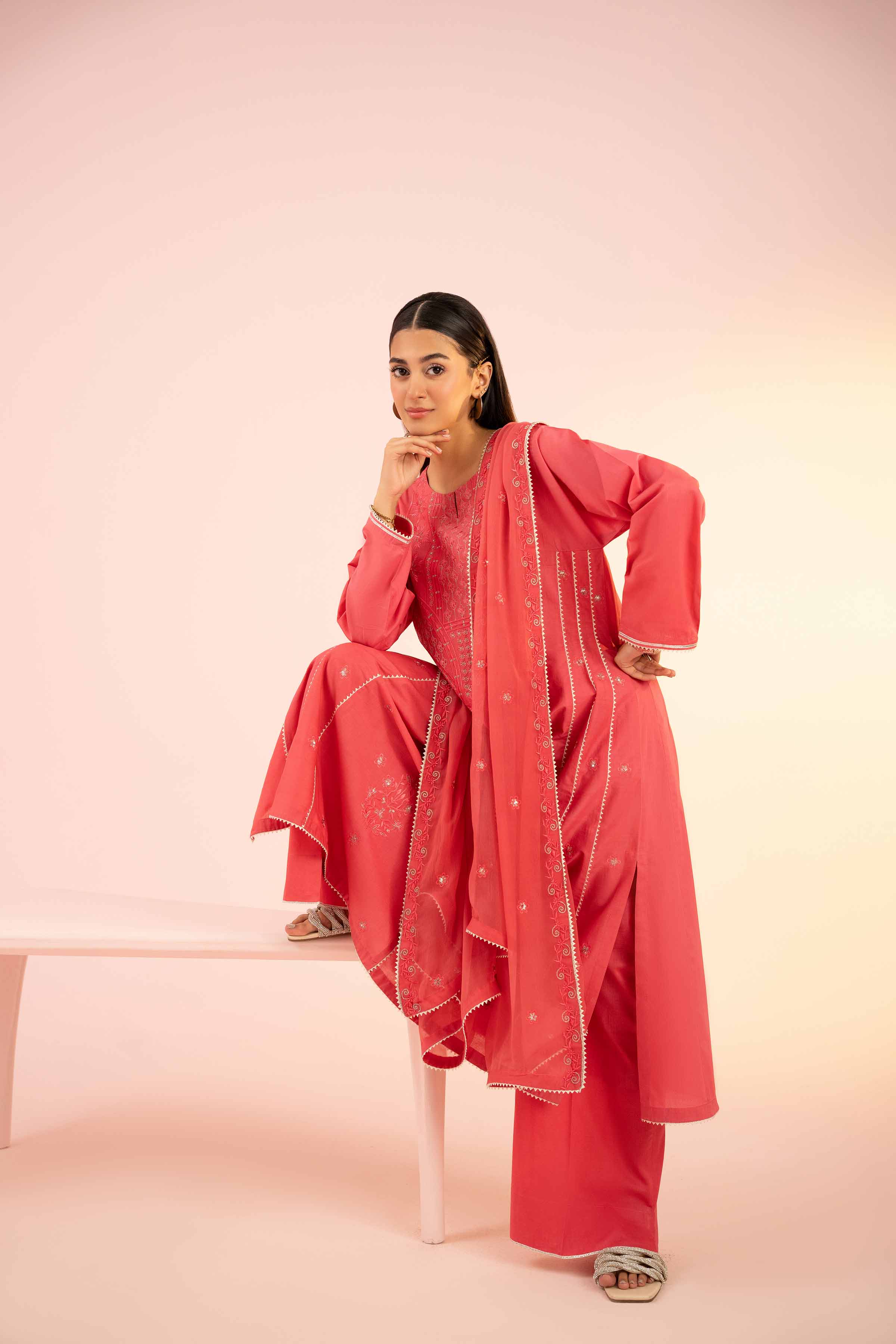 3 Piece - Embroidered Suit - PS25-64