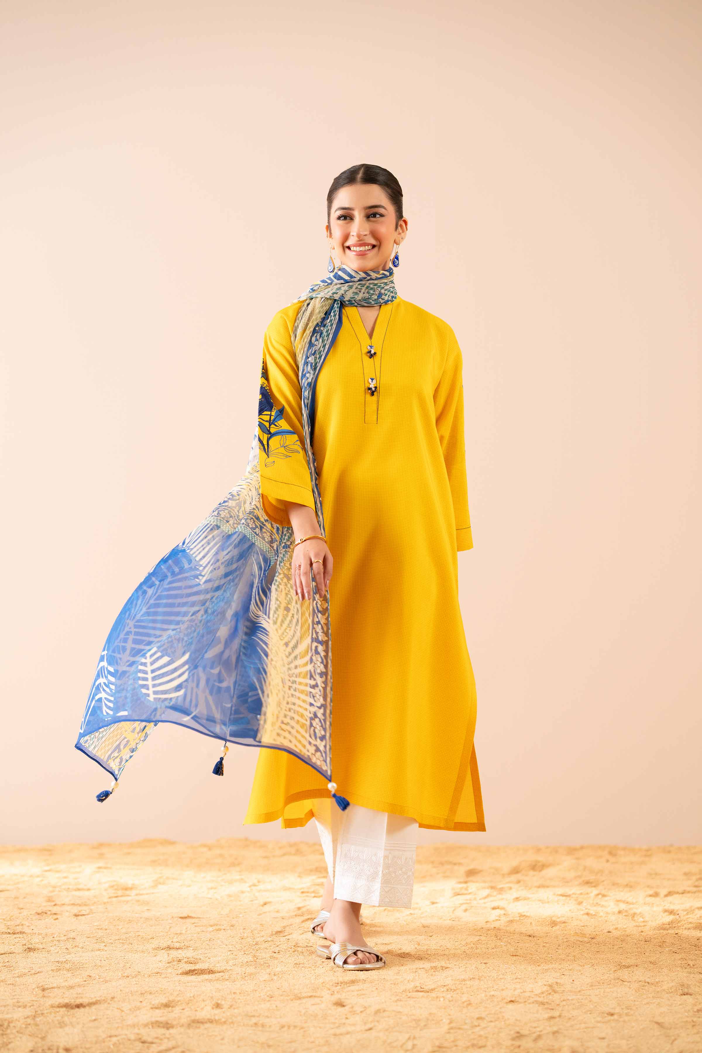 2 Piece - Printed Embroidered Suit - PS25-68