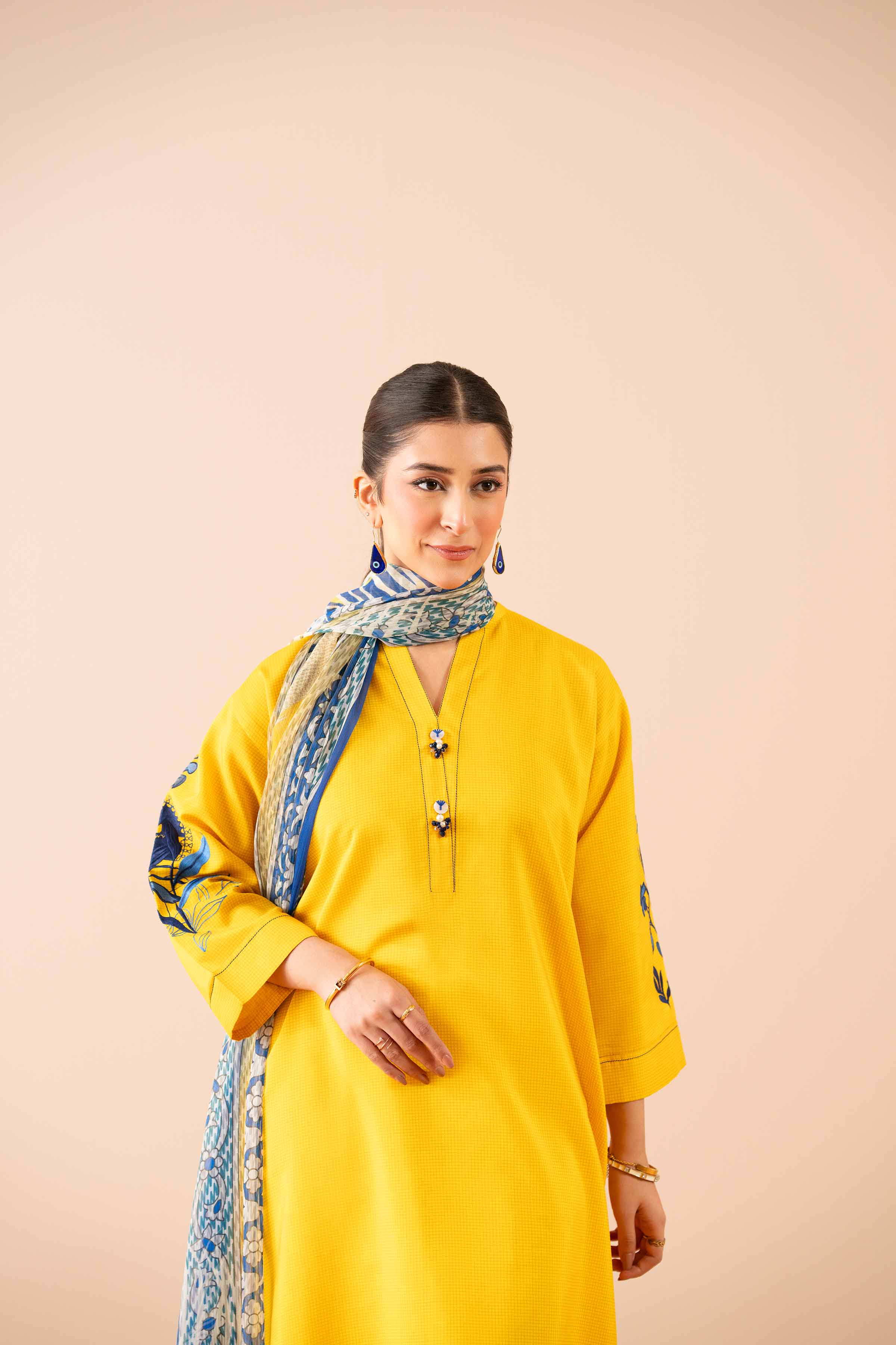 2 Piece - Printed Embroidered Suit - PS25-68