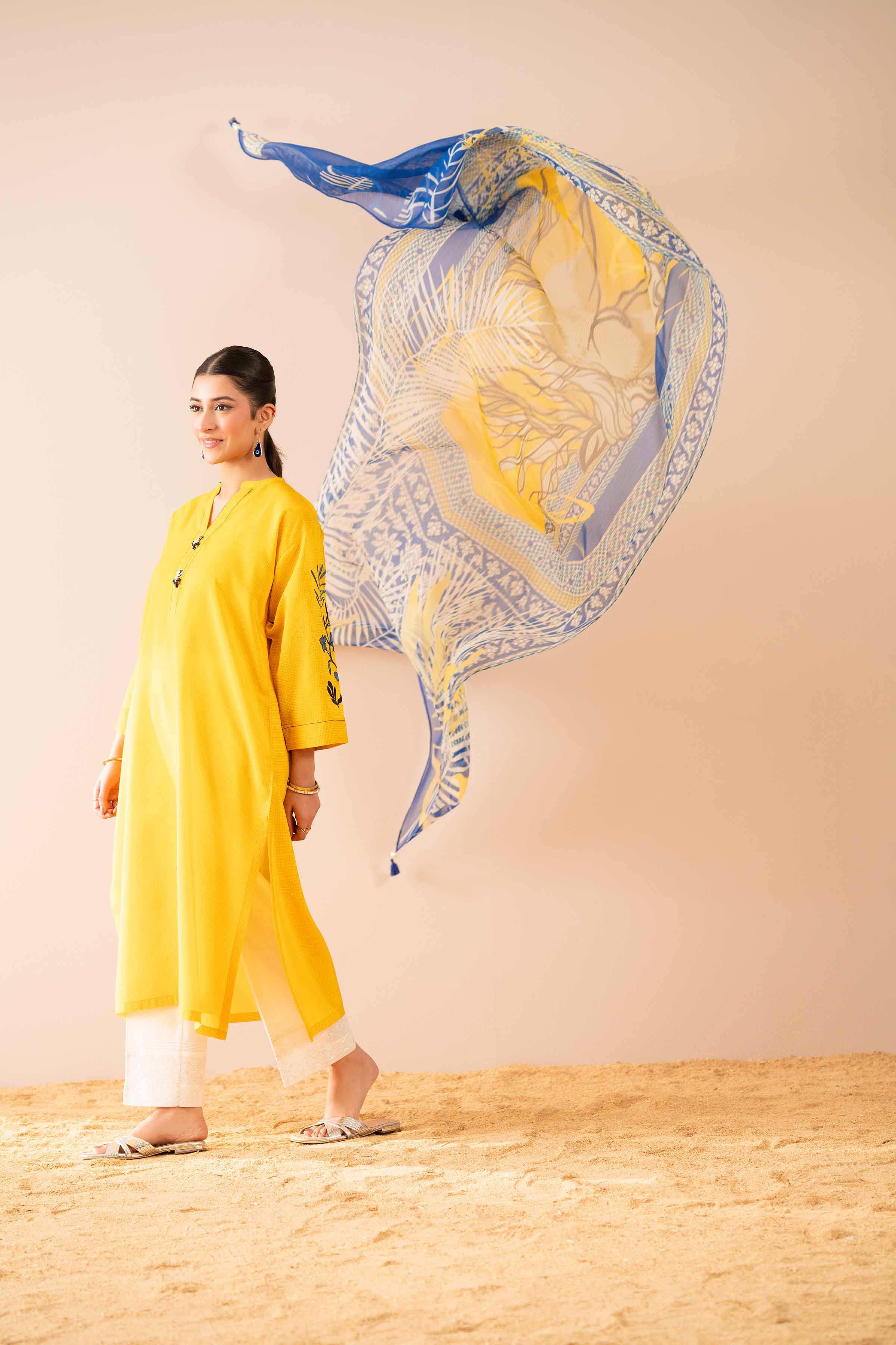 2 Piece - Printed Embroidered Suit - PS25-68