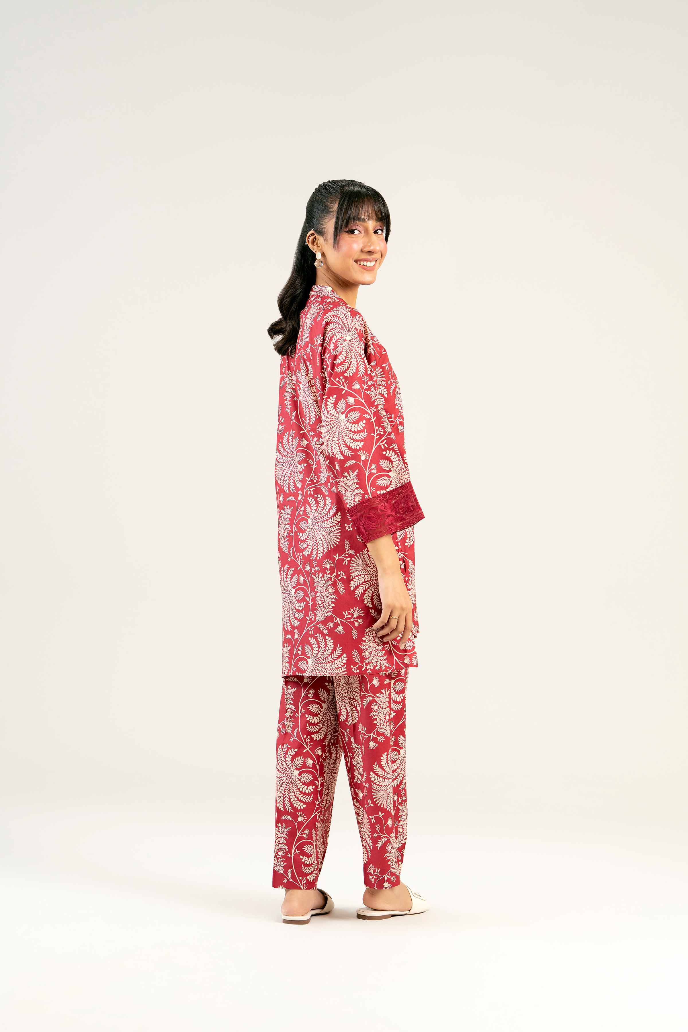 2 Piece - Printed Embroidered Suit - PS25-69