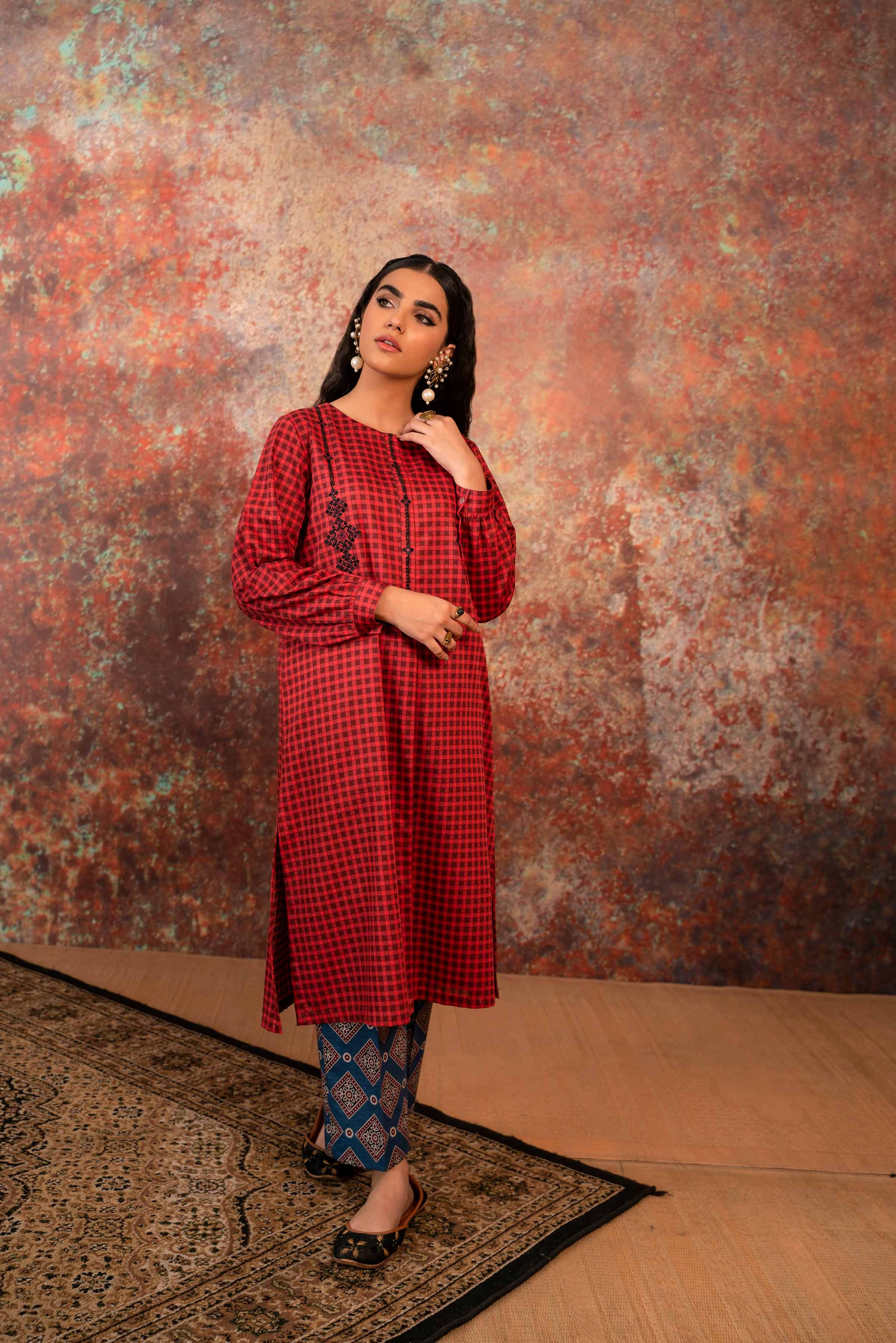 2 Piece - Printed Embroidered Suit - PW23-219
