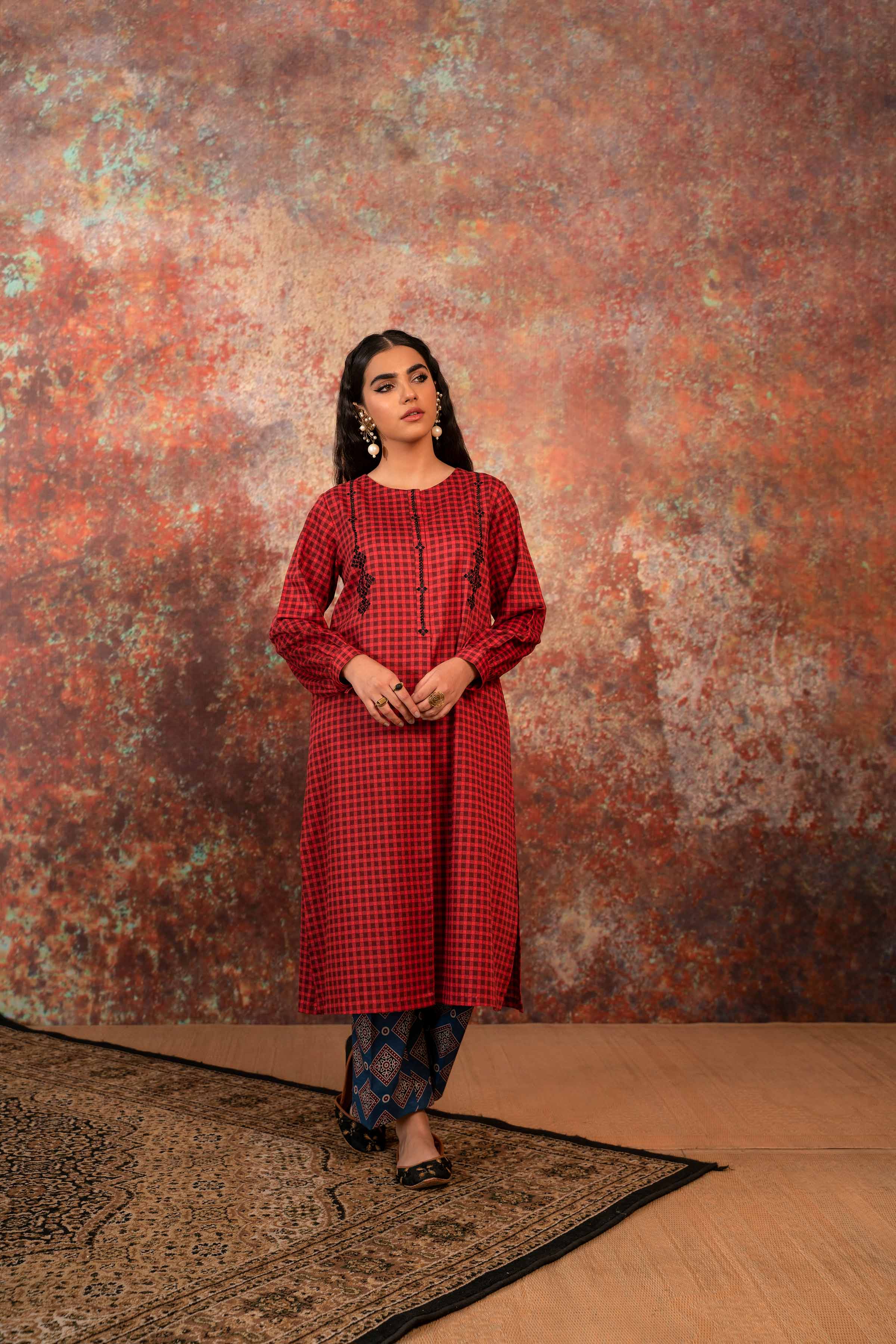 2 Piece - Printed Embroidered Suit - PW23-219