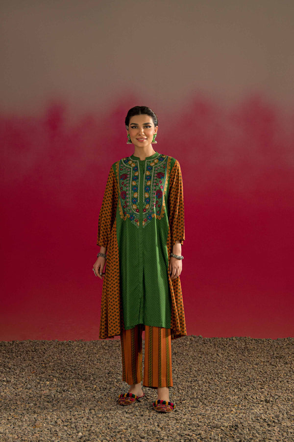 2 Piece - Printed Embroidered Suit - PW23-244