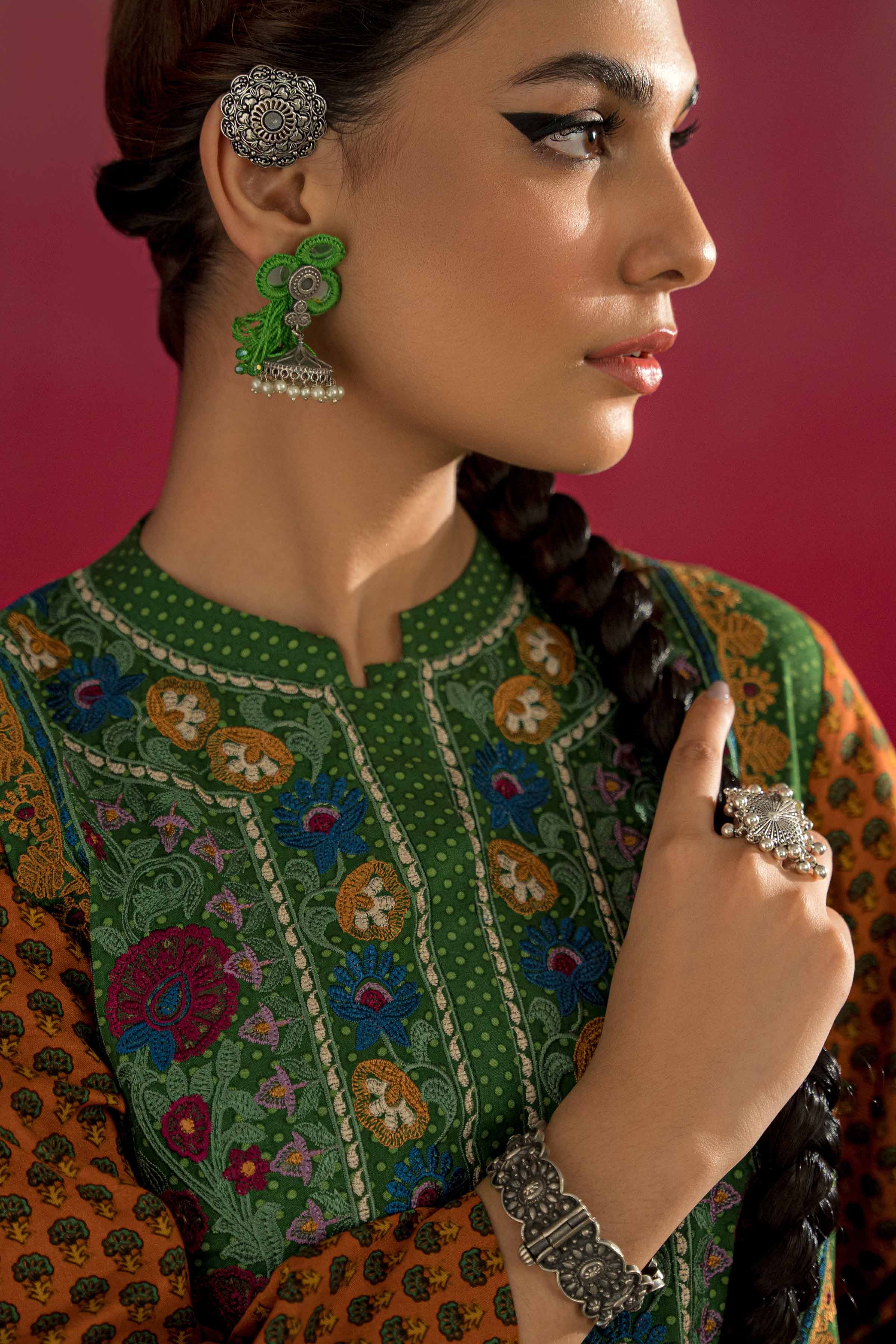 2 Piece - Printed Embroidered Suit - PW23-244