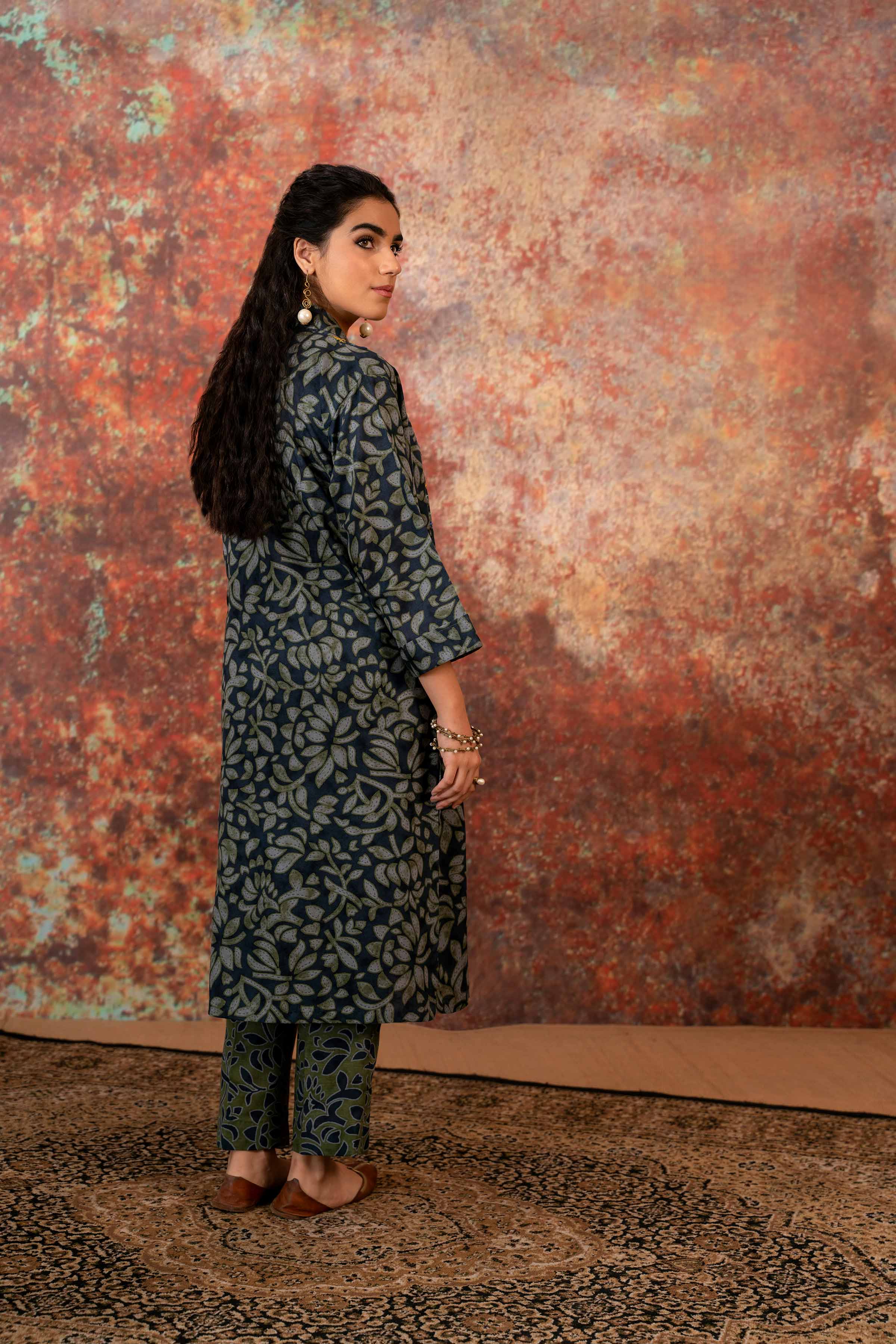 2 Piece - Printed Embroidered Suit - PW23-252