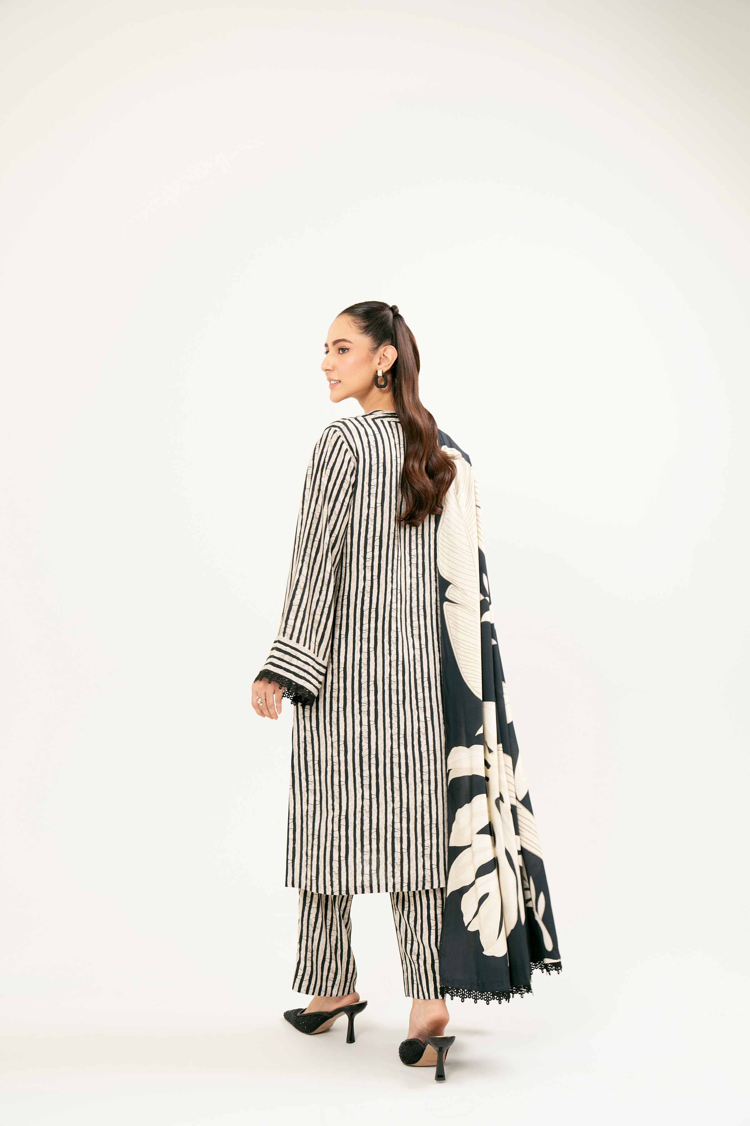 3 Piece - Printed Embroidered Suit - PW24-127