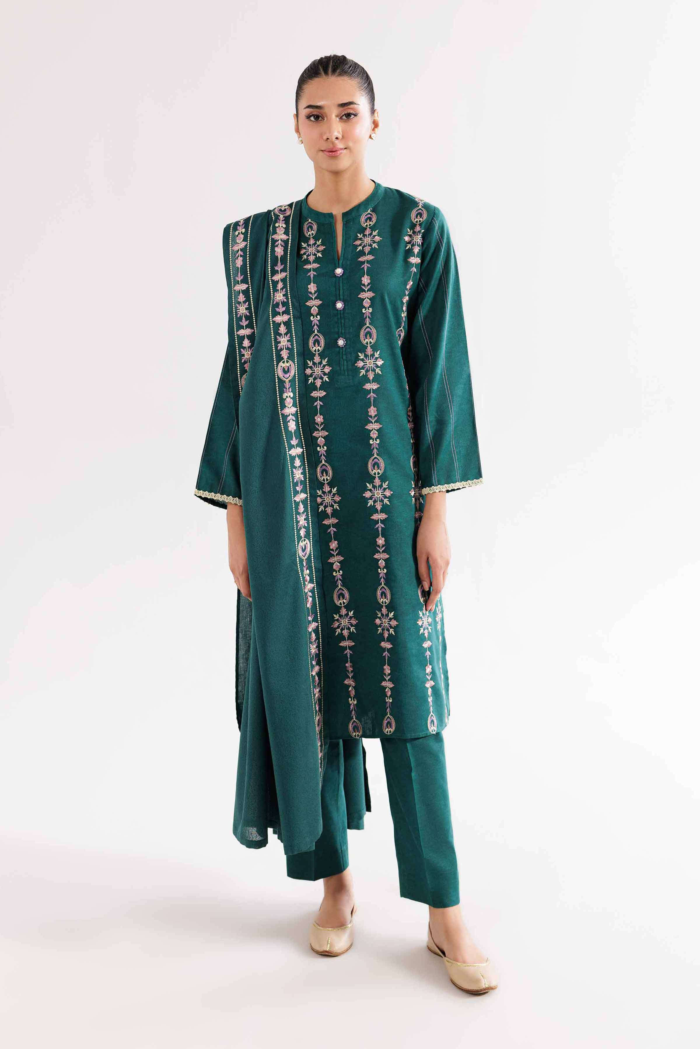 3 Piece - Embroidered Suit - PW24-147