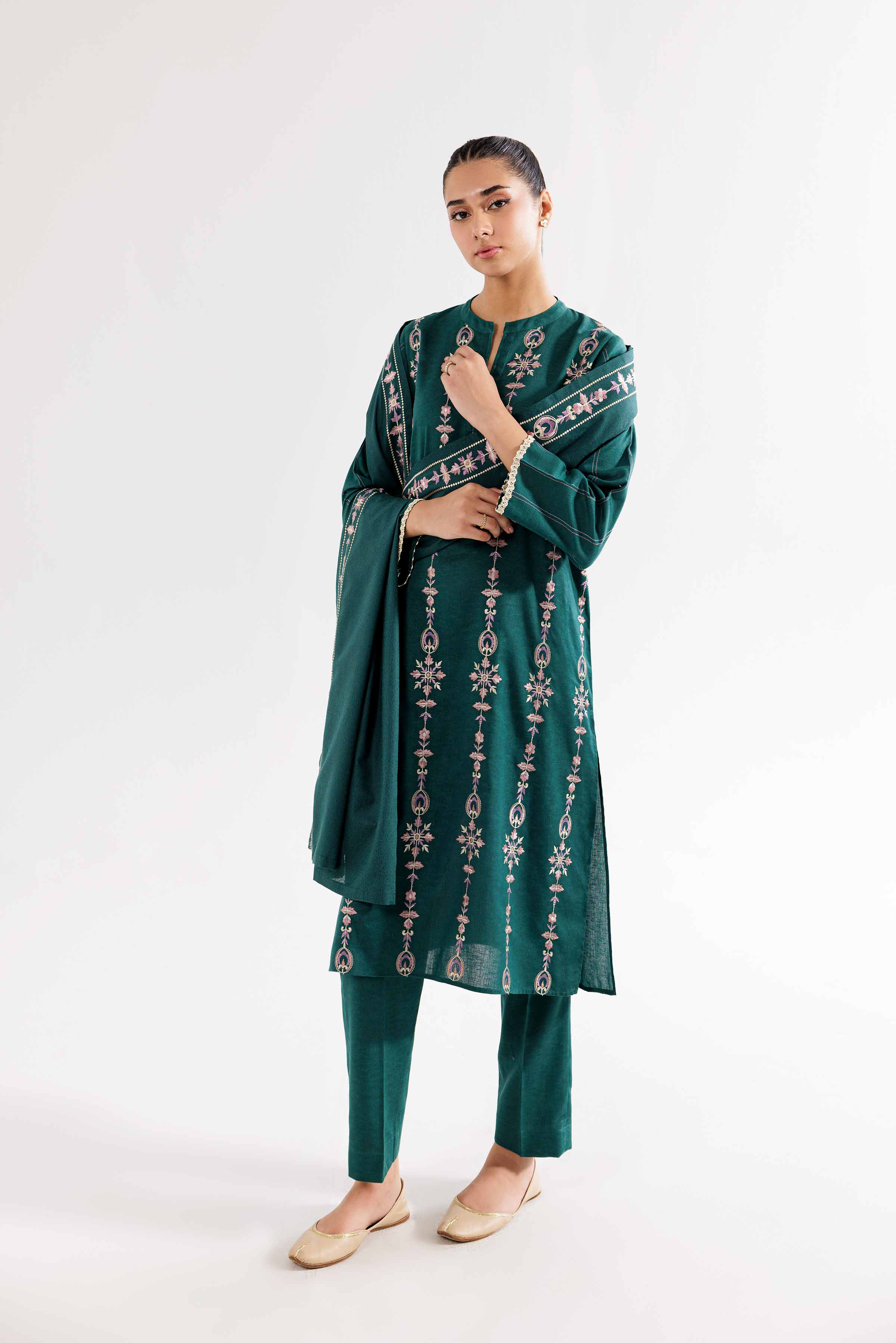 3 Piece - Embroidered Suit - PW24-147
