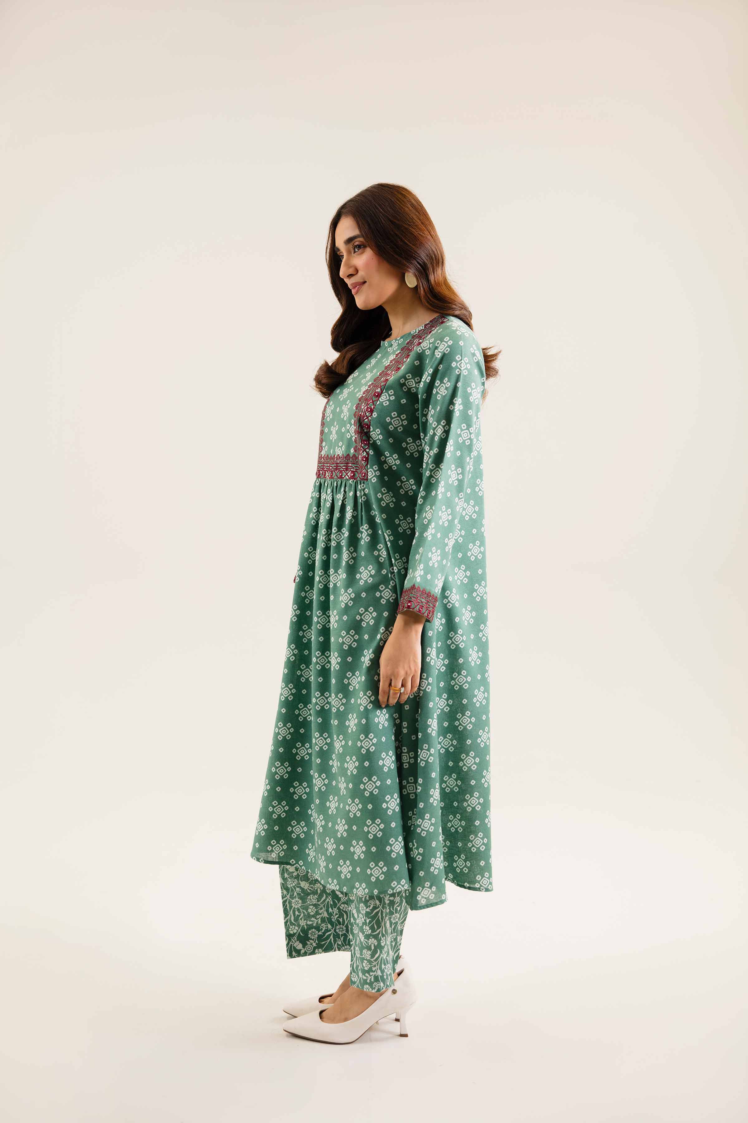 2 Piece - Printed Embroidered Suit - PW24-160