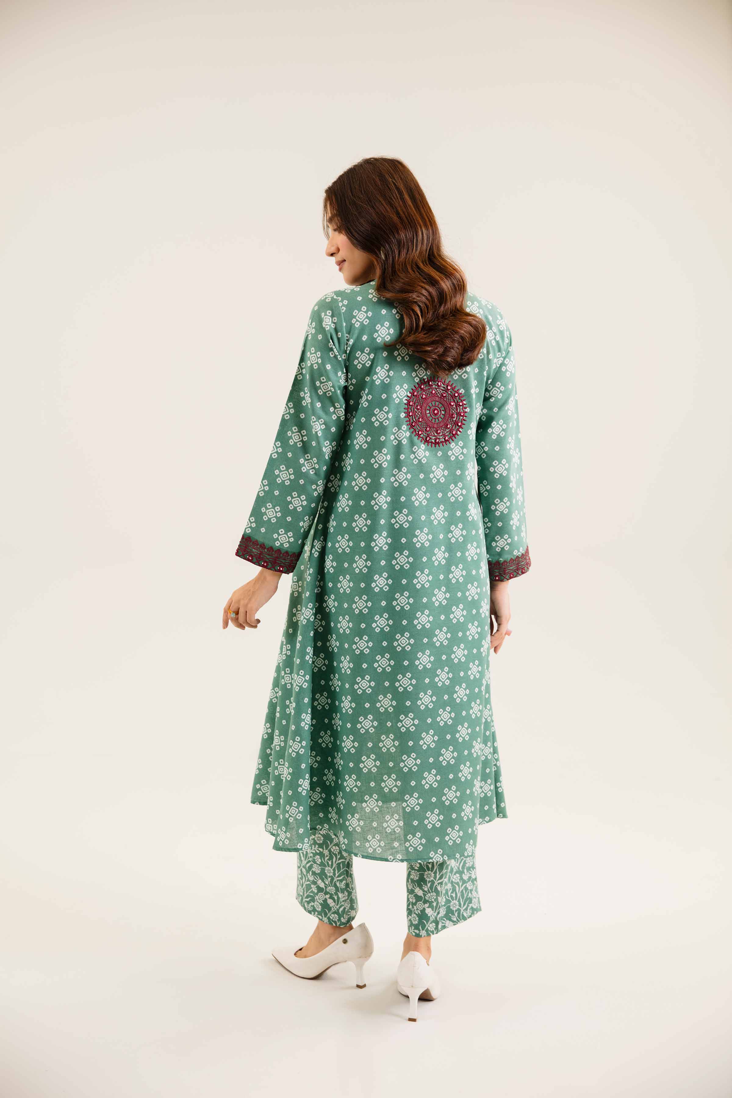 2 Piece - Printed Embroidered Suit - PW24-160