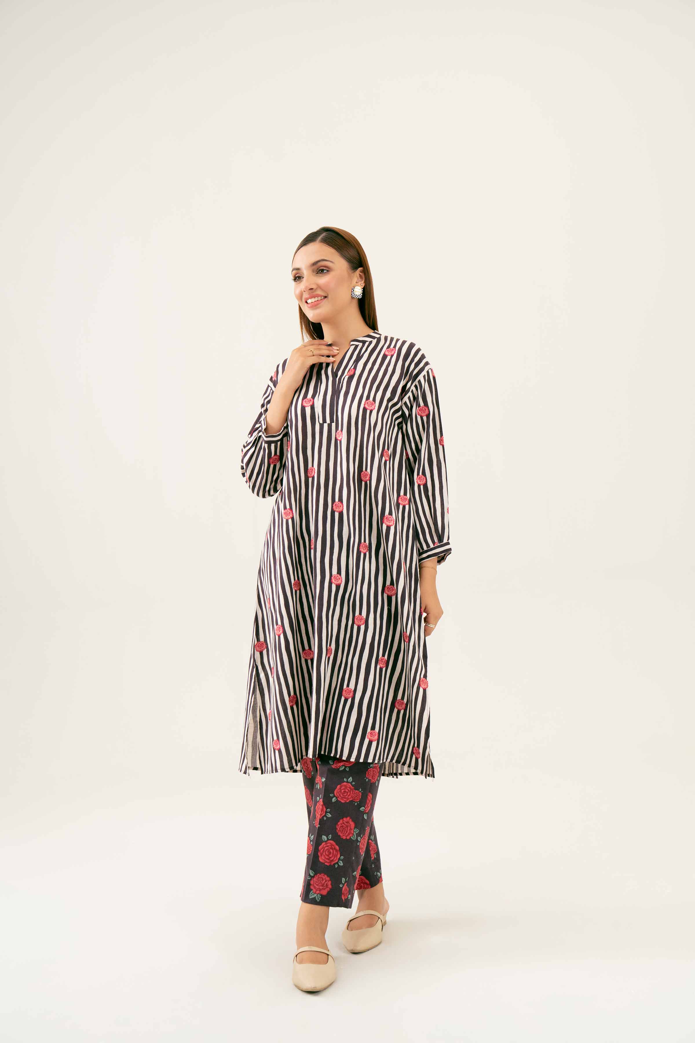 2 Piece - Printed Embroidered Suit - PW24-180