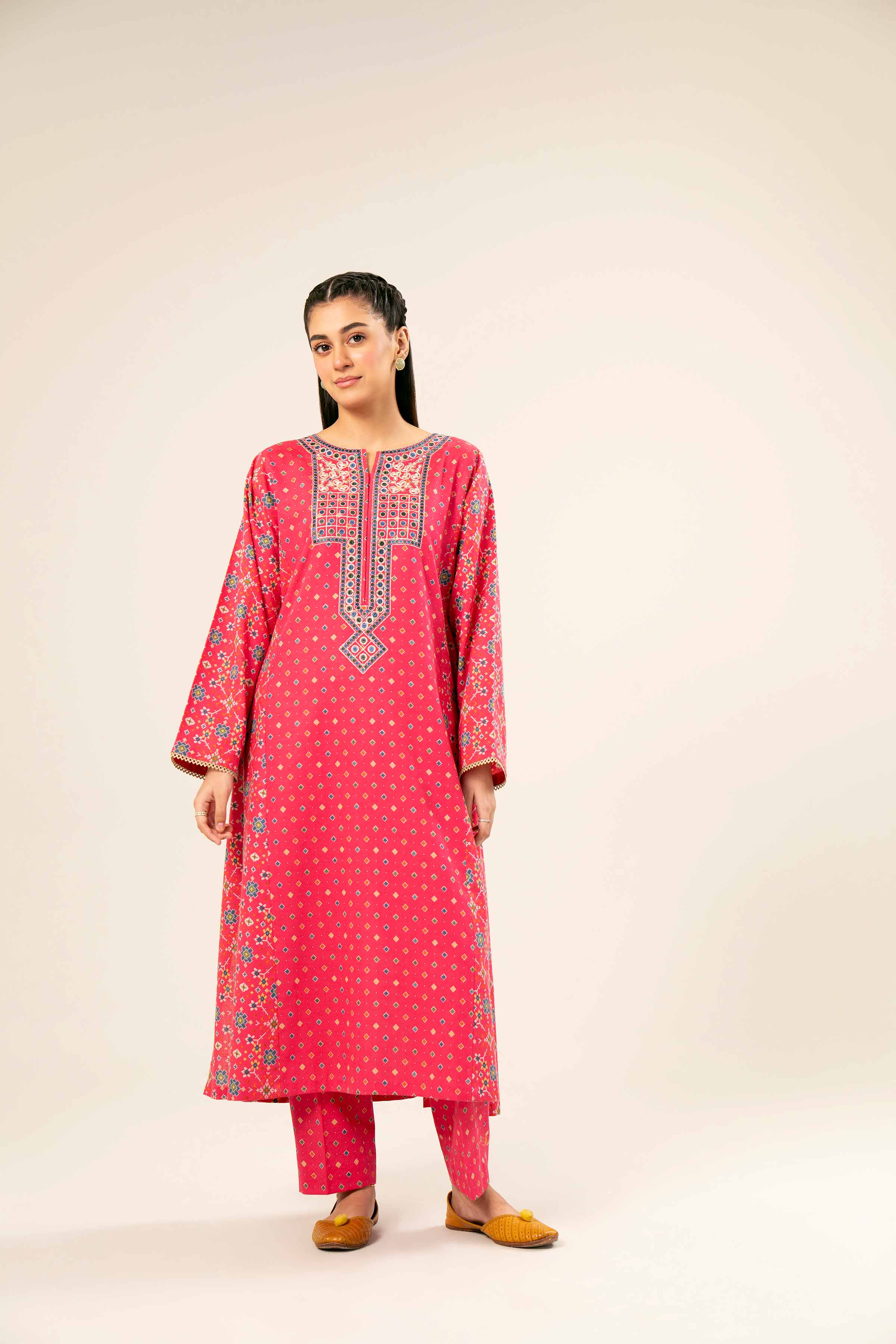 2 Piece - Printed Embroidered Suit - PW24-181