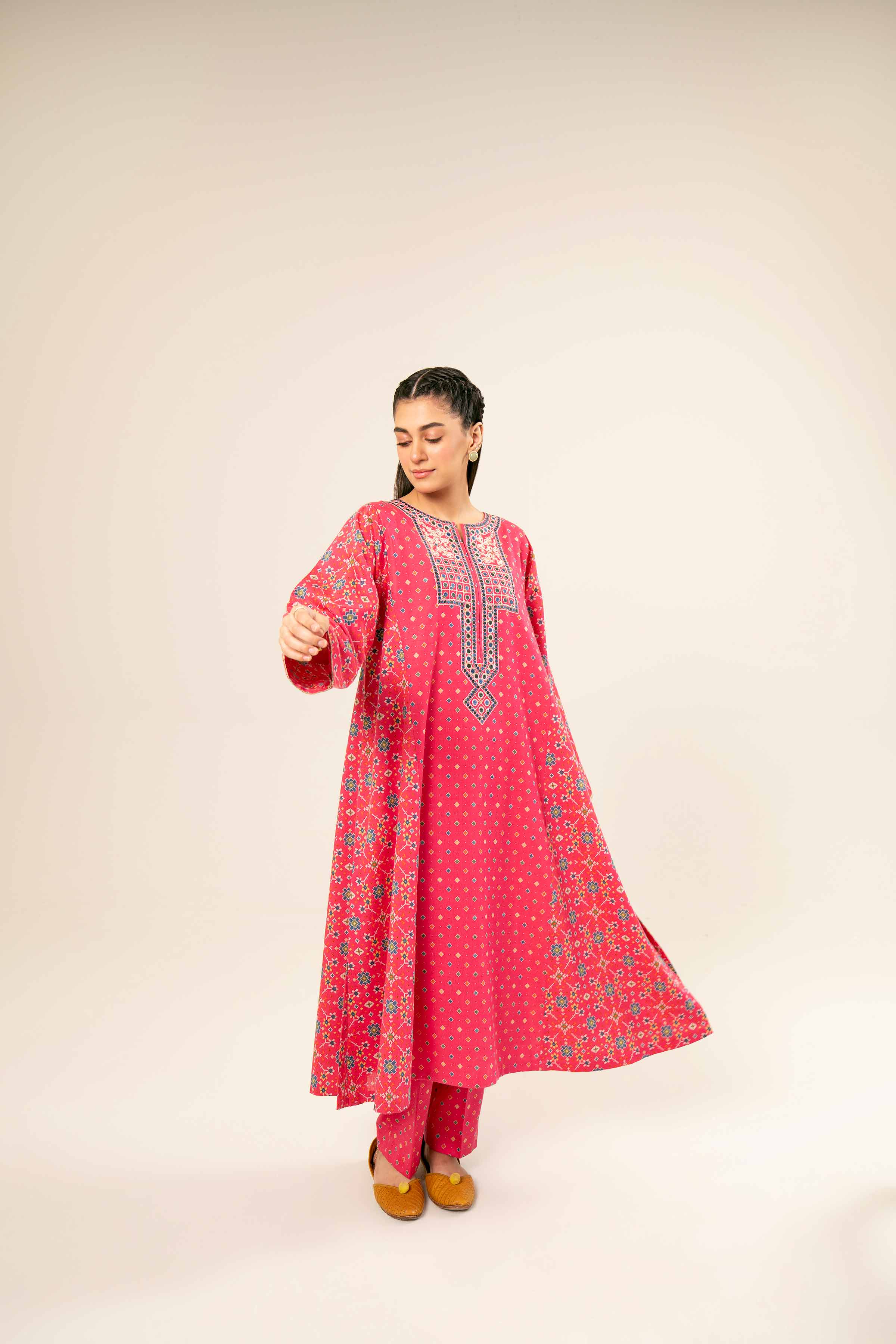 2 Piece - Printed Embroidered Suit - PW24-181
