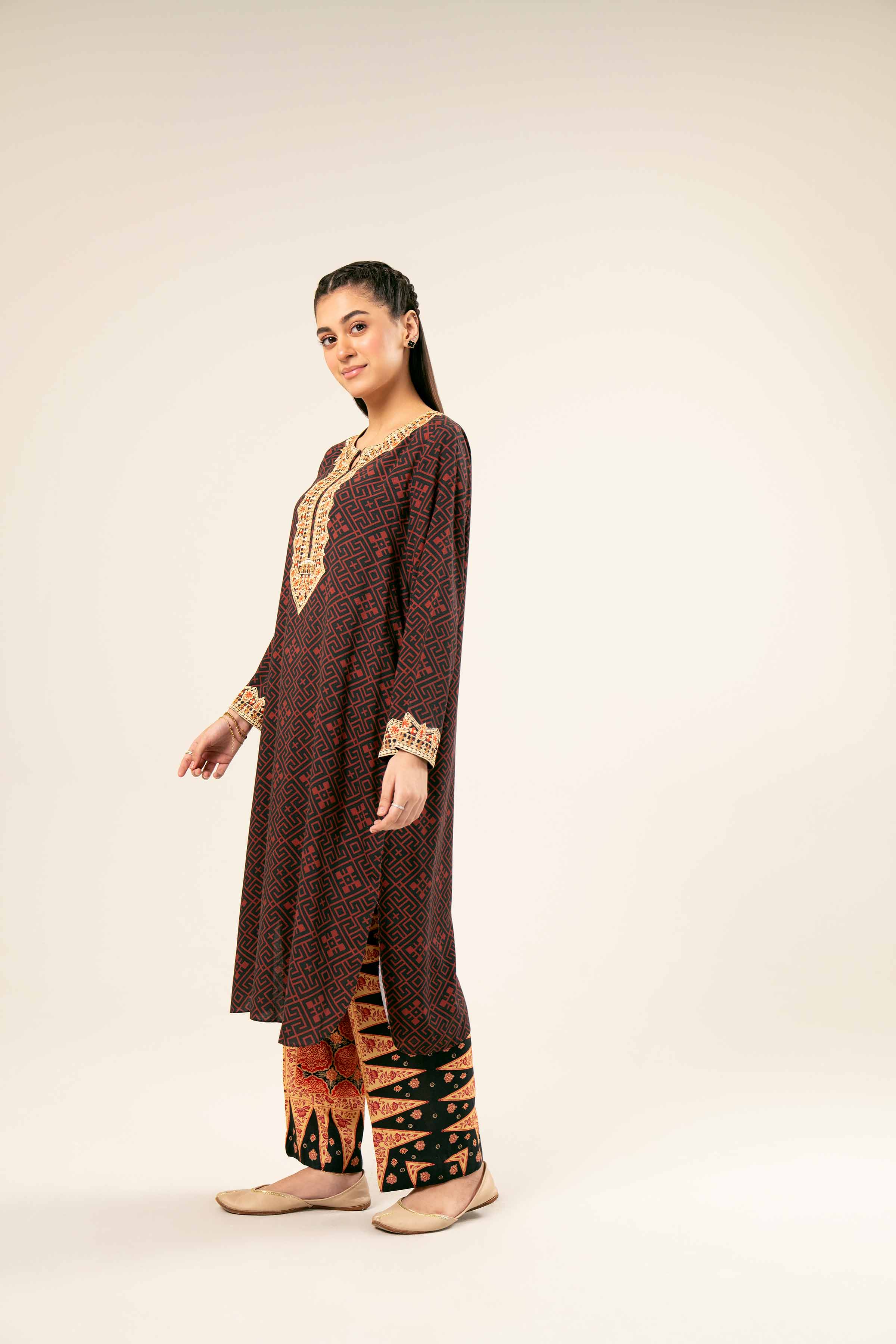 2 Piece - Printed Embroidered Suit - PW24-182