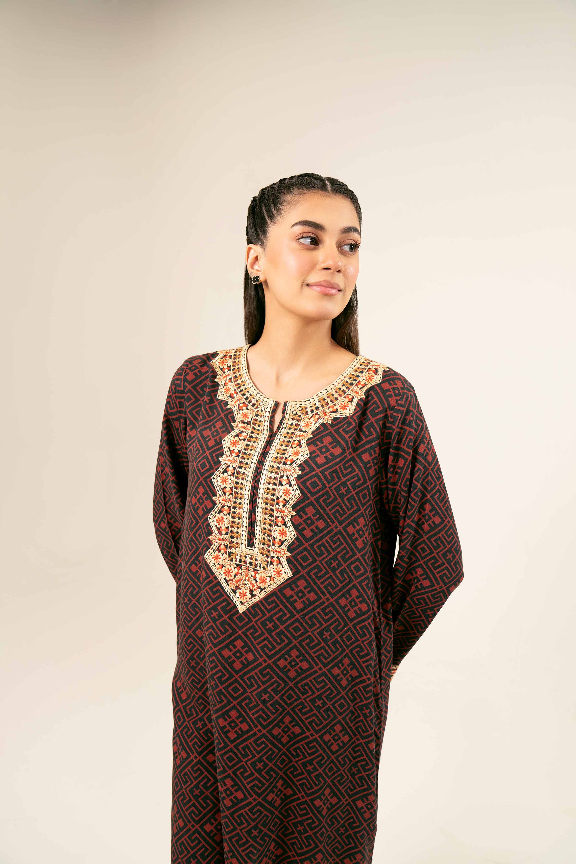 2 Piece - Printed Embroidered Suit - PW24-182