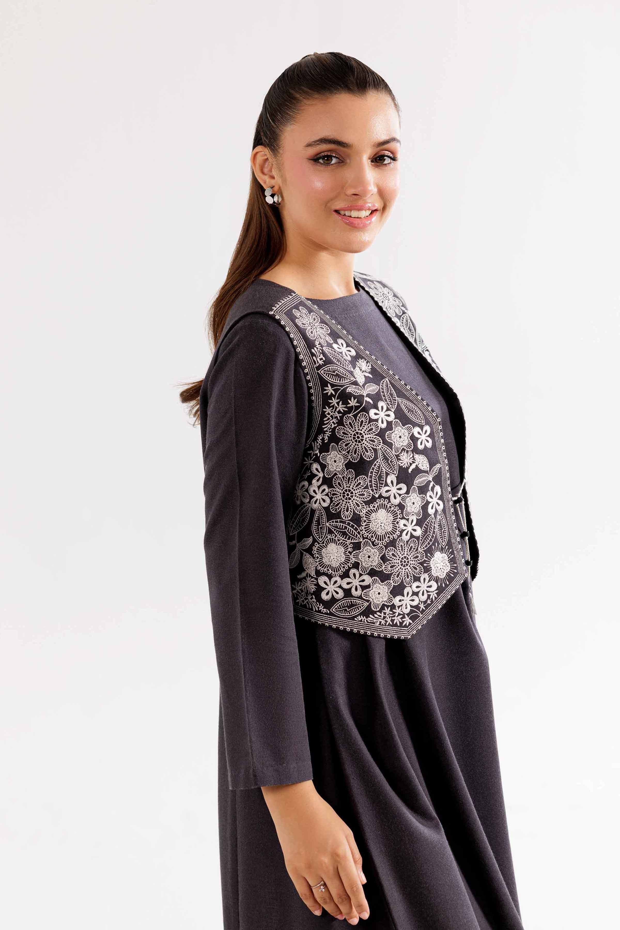 3 Piece - Printed Embroidered Suit - PW24-225