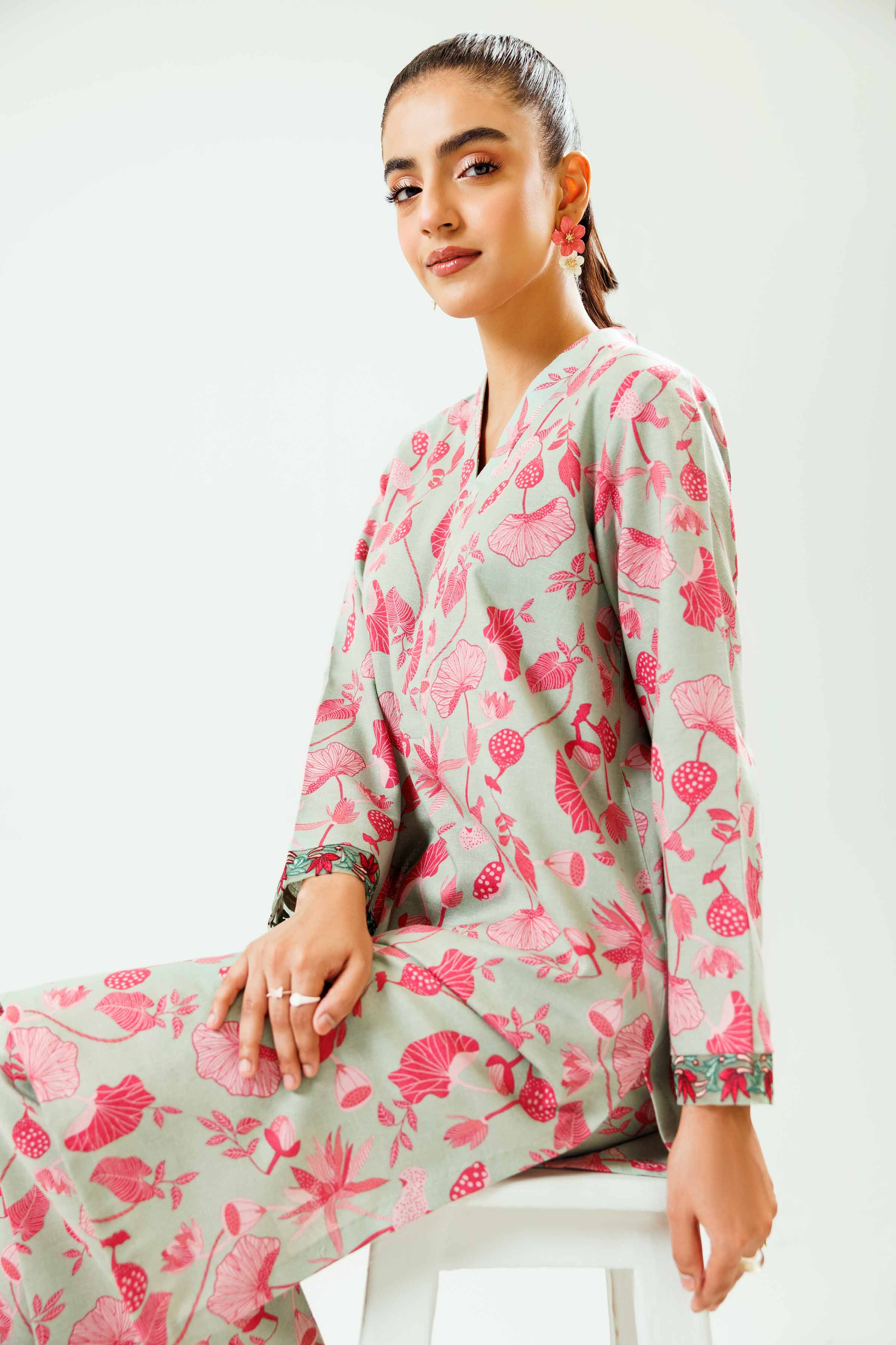 2 Piece - Printed Embroidered Suit - PW24-227