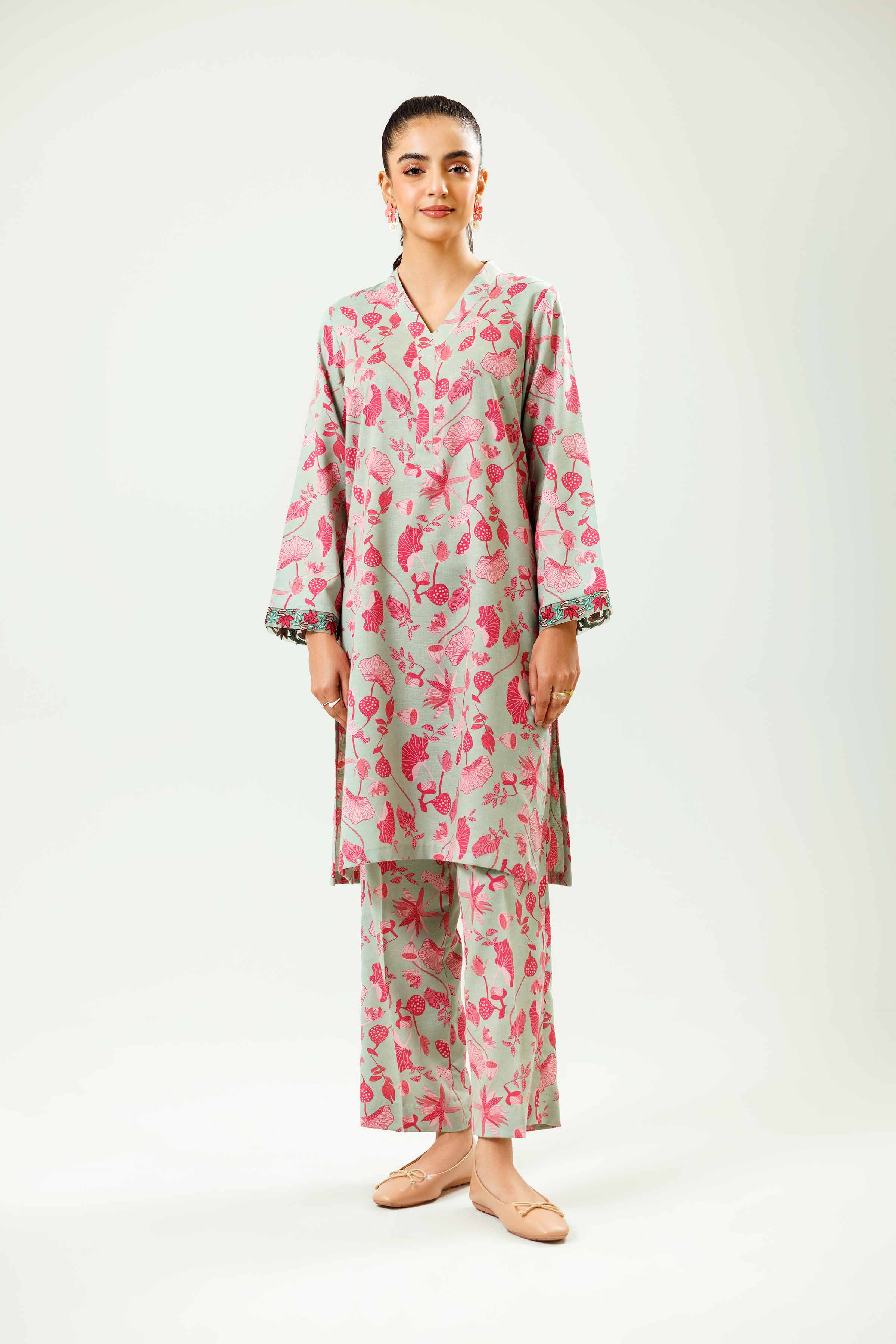 2 Piece - Printed Embroidered Suit - PW24-227