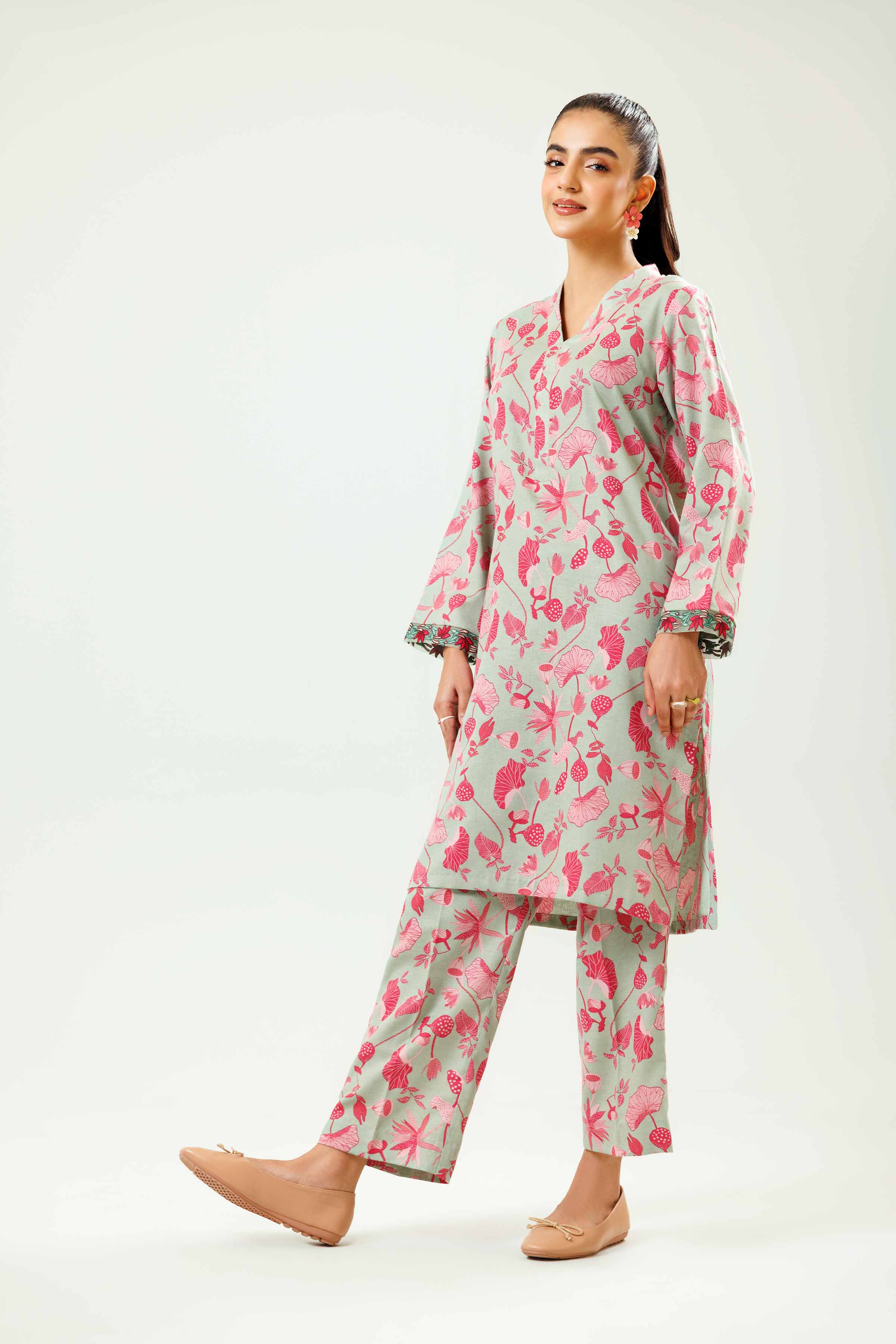 2 Piece - Printed Embroidered Suit - PW24-227