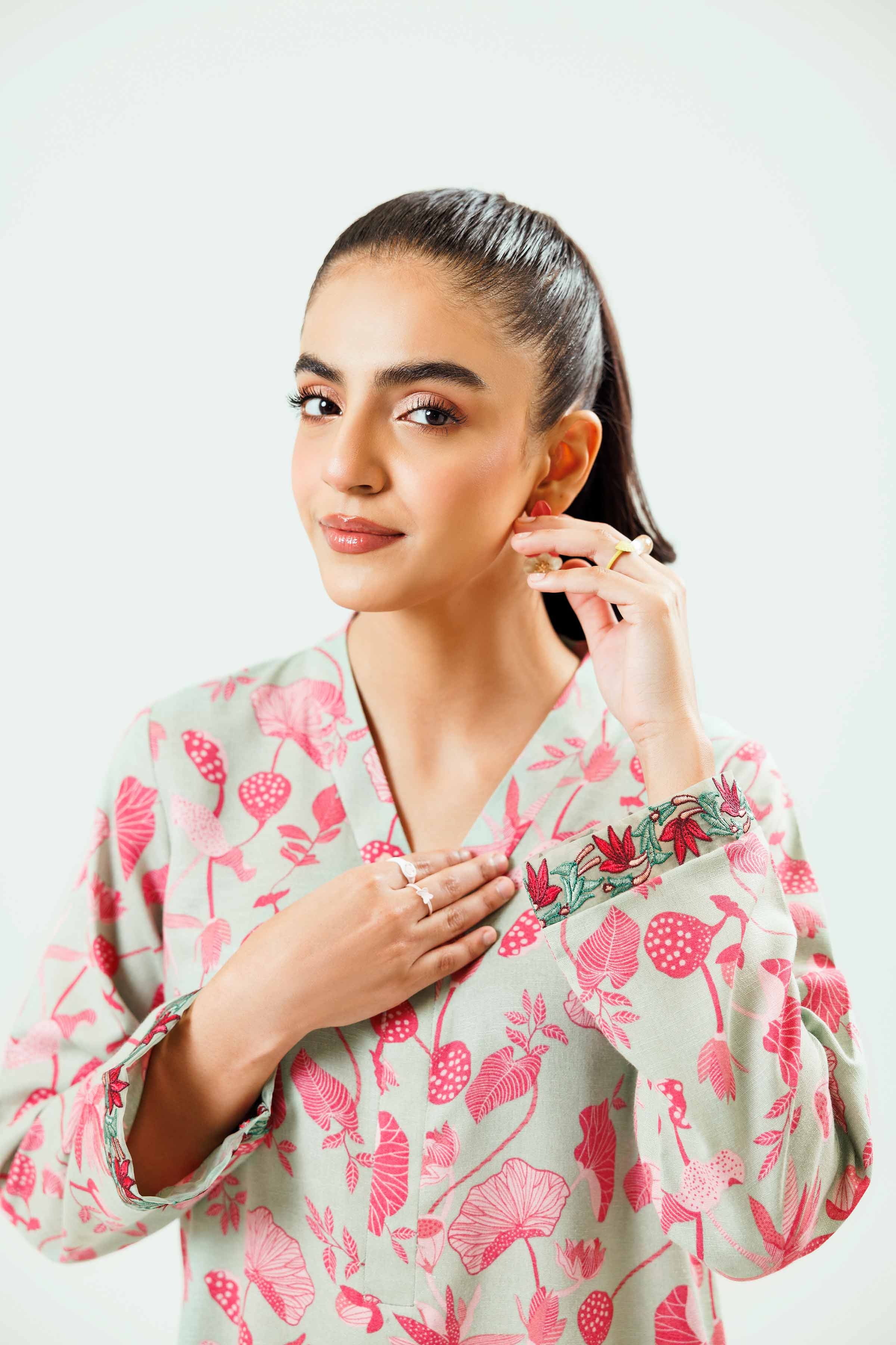 2 Piece - Printed Embroidered Suit - PW24-227