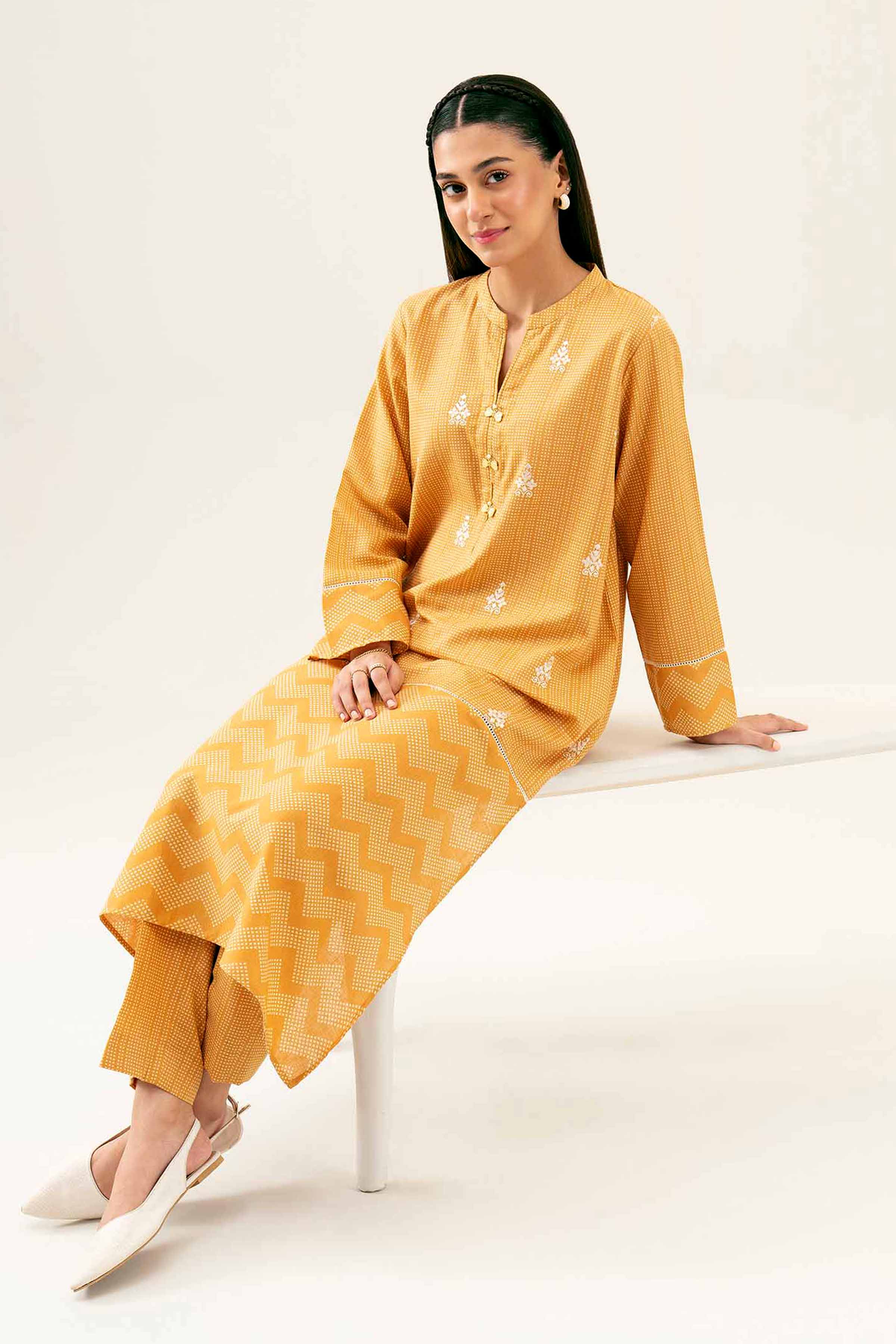 2 Piece - Printed Embroidered Suit - PW24-235