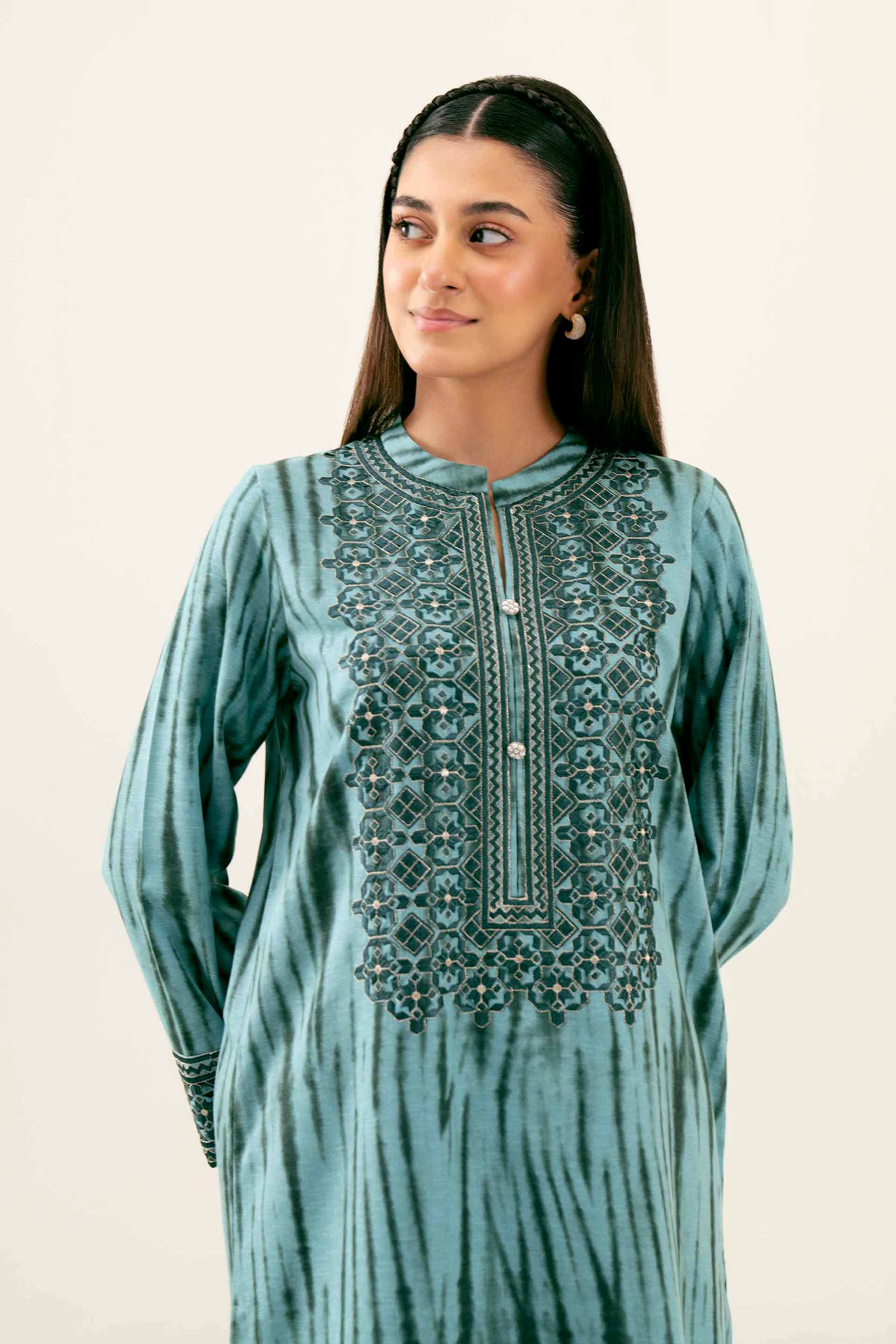 2 Piece - Printed Embroidered Suit - PW24-236