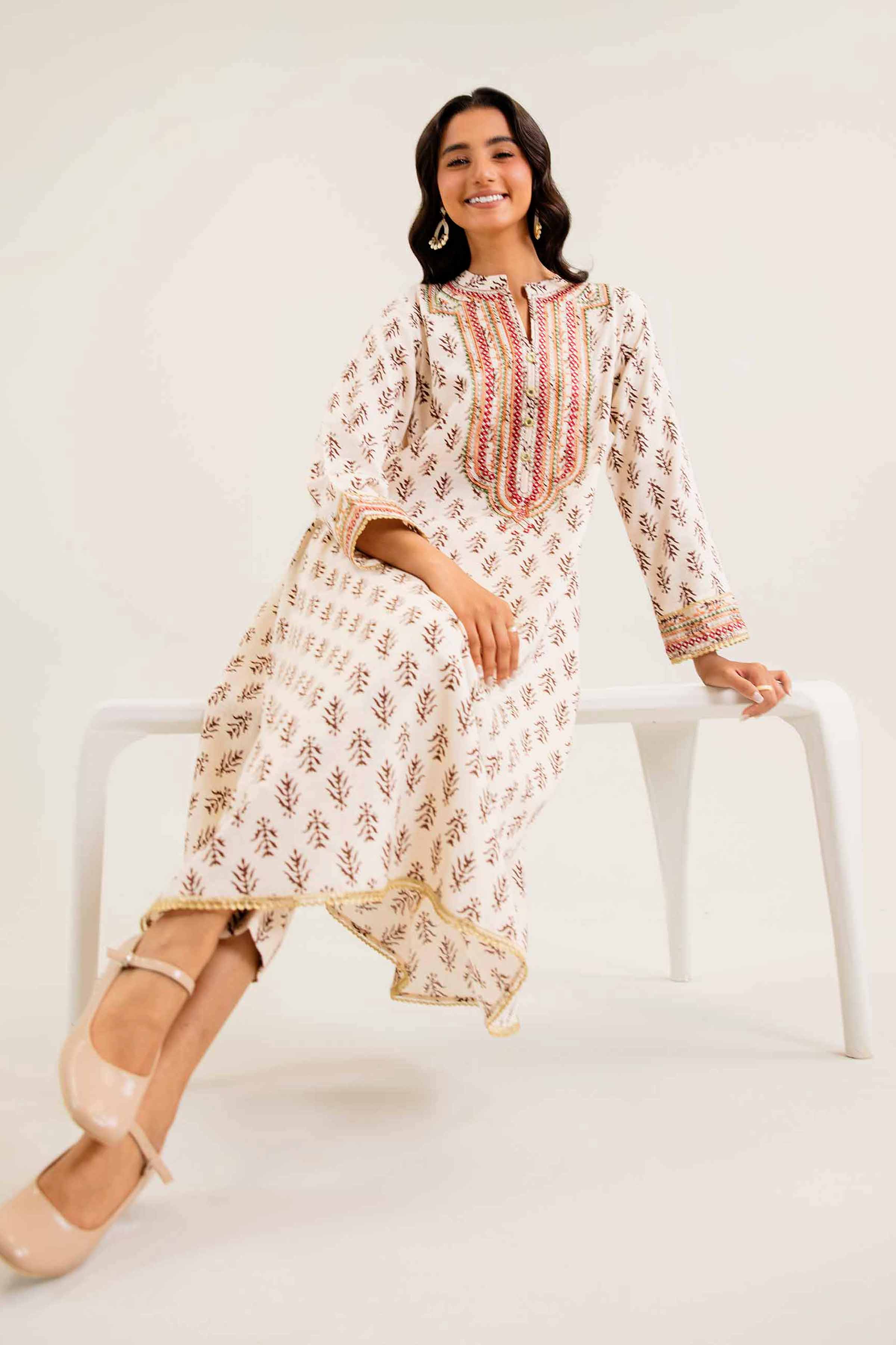 2 Piece - Printed Embroidered Suit - PW24-240