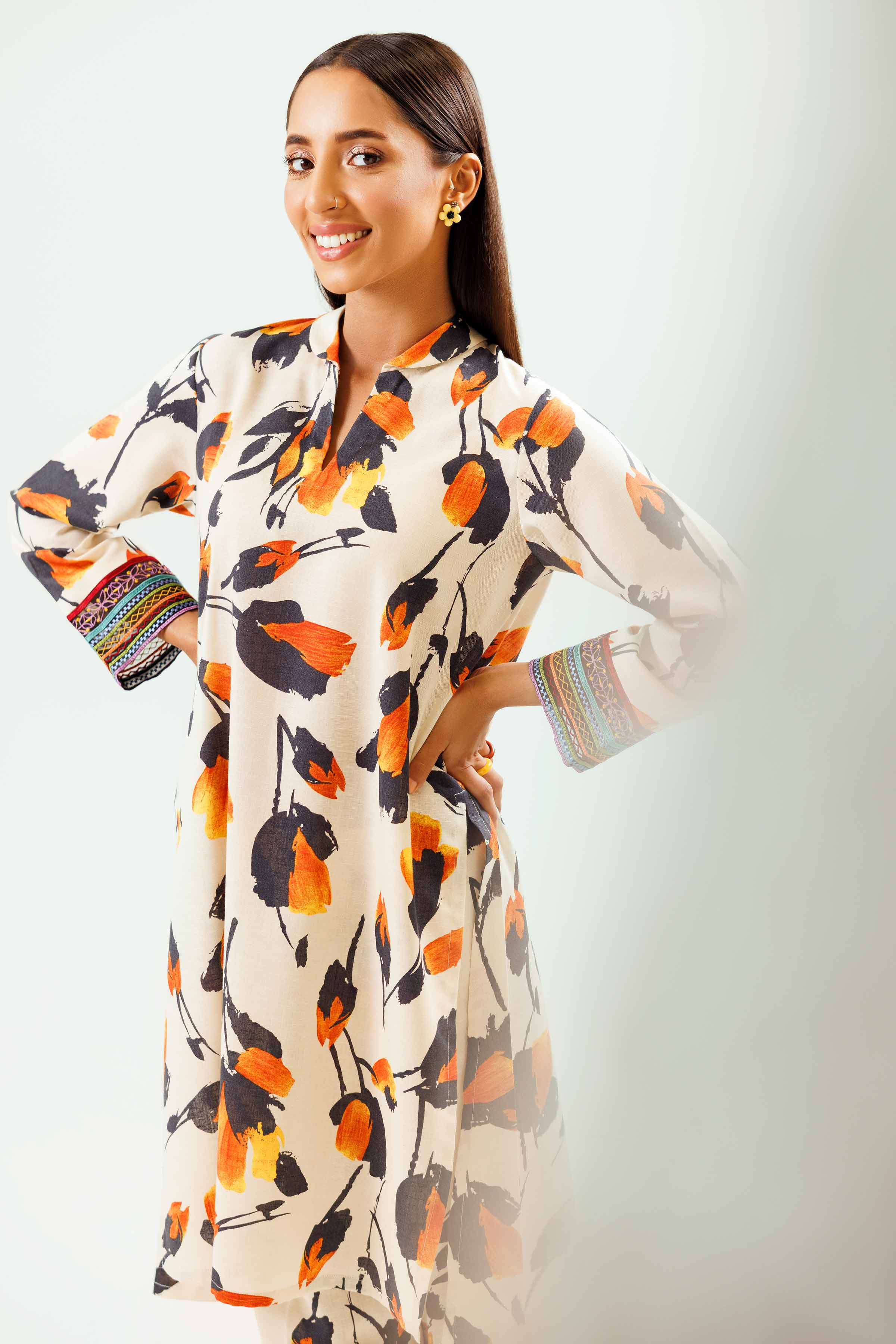 2 Piece - Printed Embroidered Suit - PW24-242