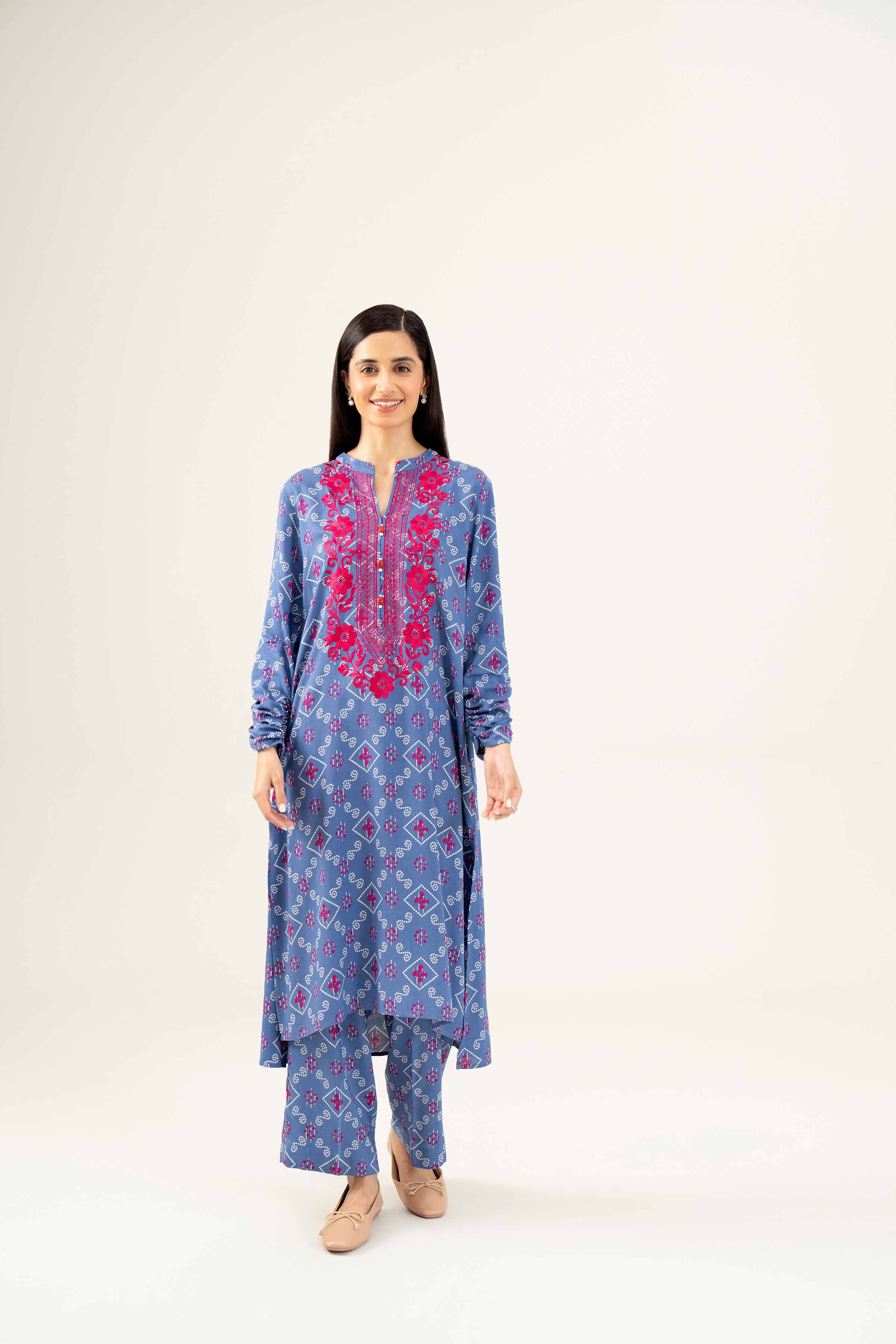 2 Piece - Printed Embroidered Suit - PW24-262