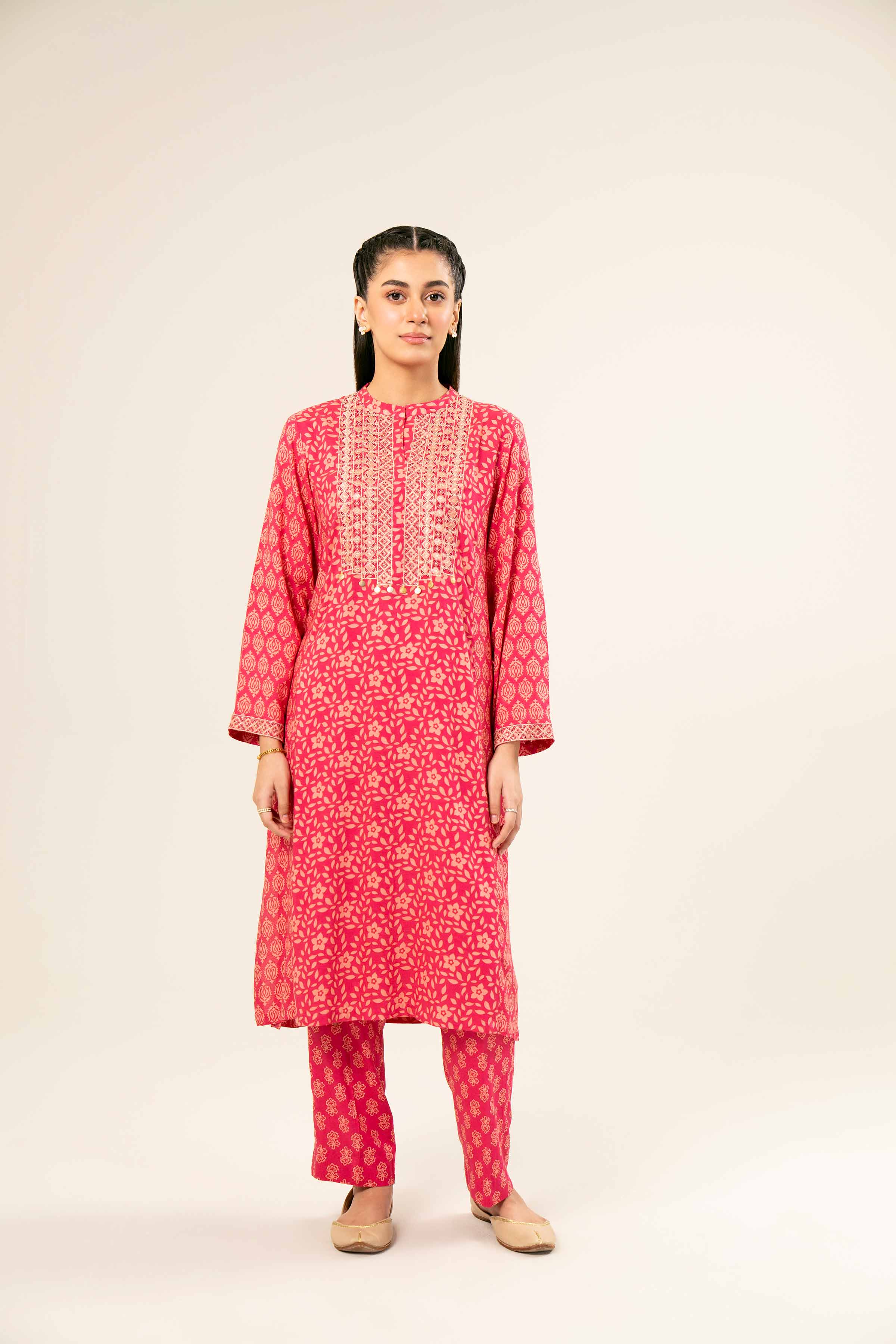 2 Piece - Printed Embroidered Suit - PW24-267
