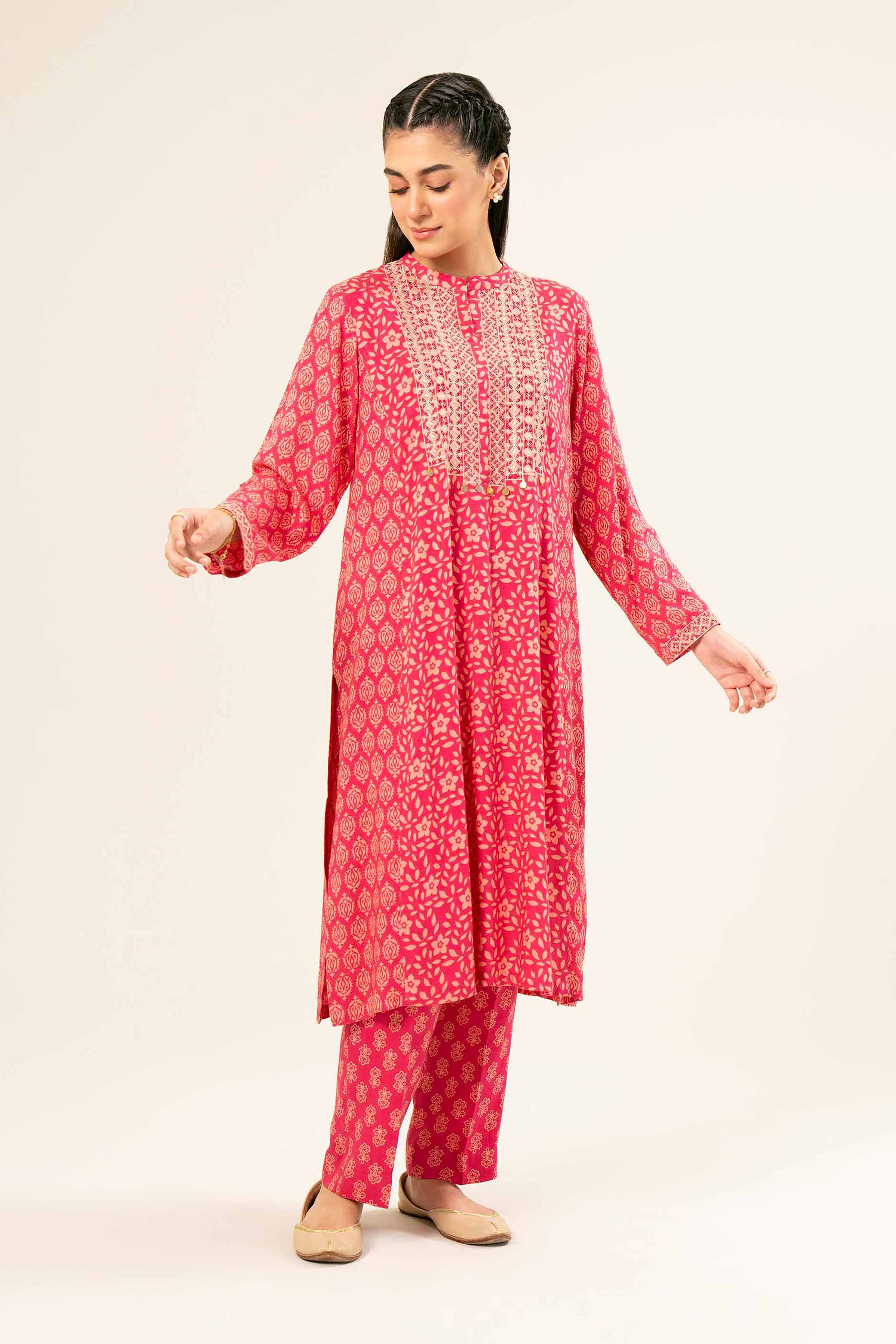2 Piece - Printed Embroidered Suit - PW24-267