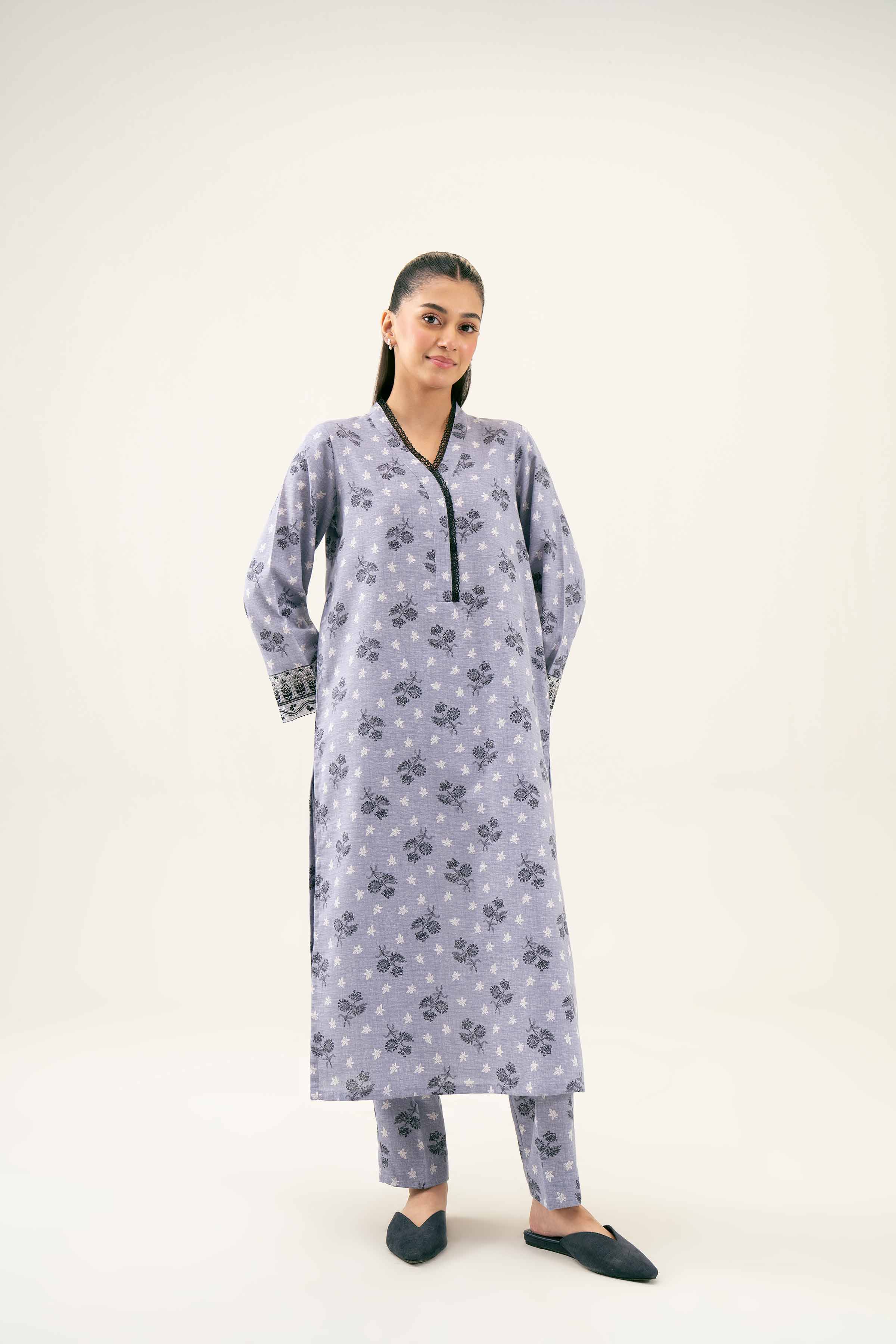 2 Piece - Printed Embroidered Suit - PW24-279