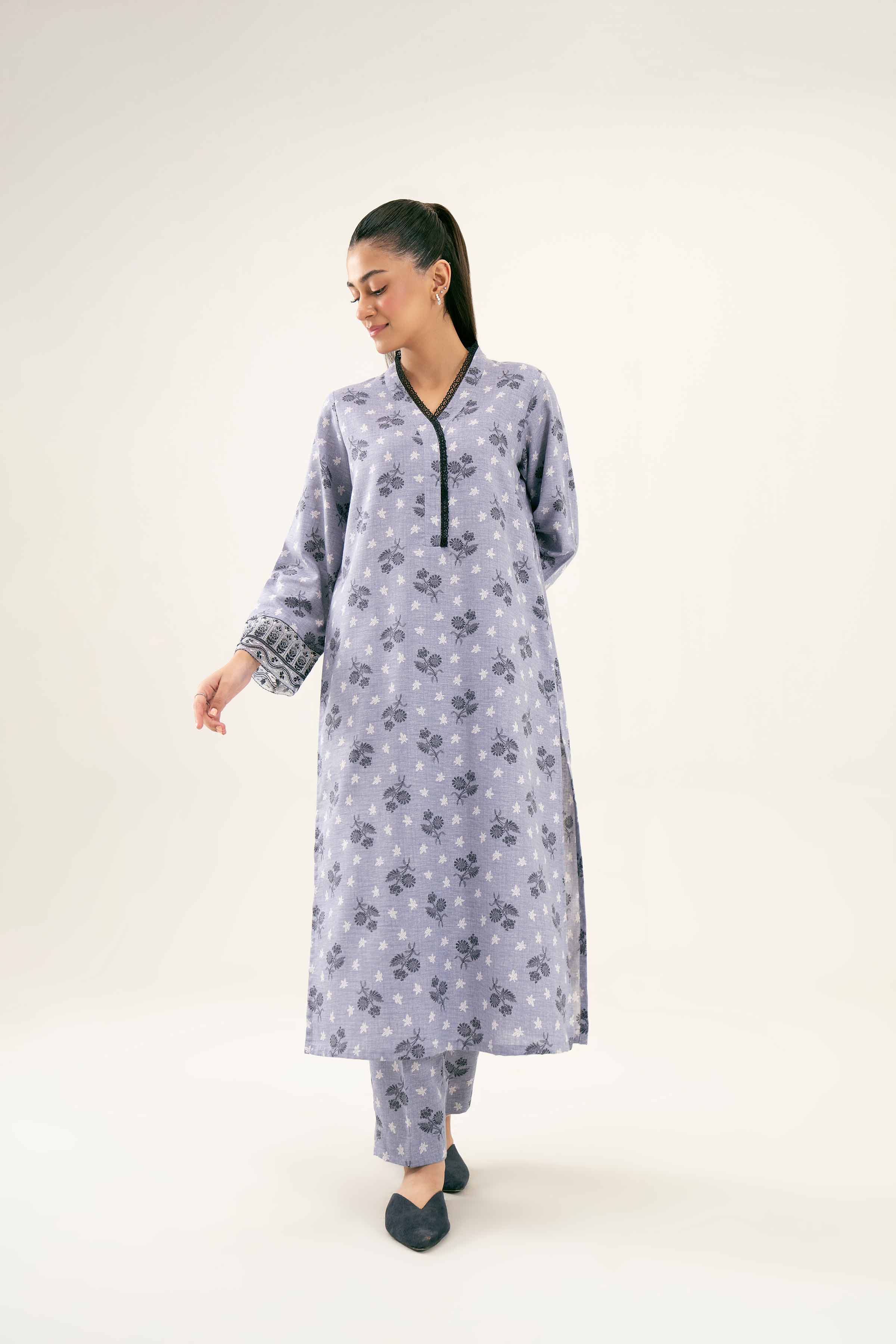 2 Piece - Printed Embroidered Suit - PW24-279