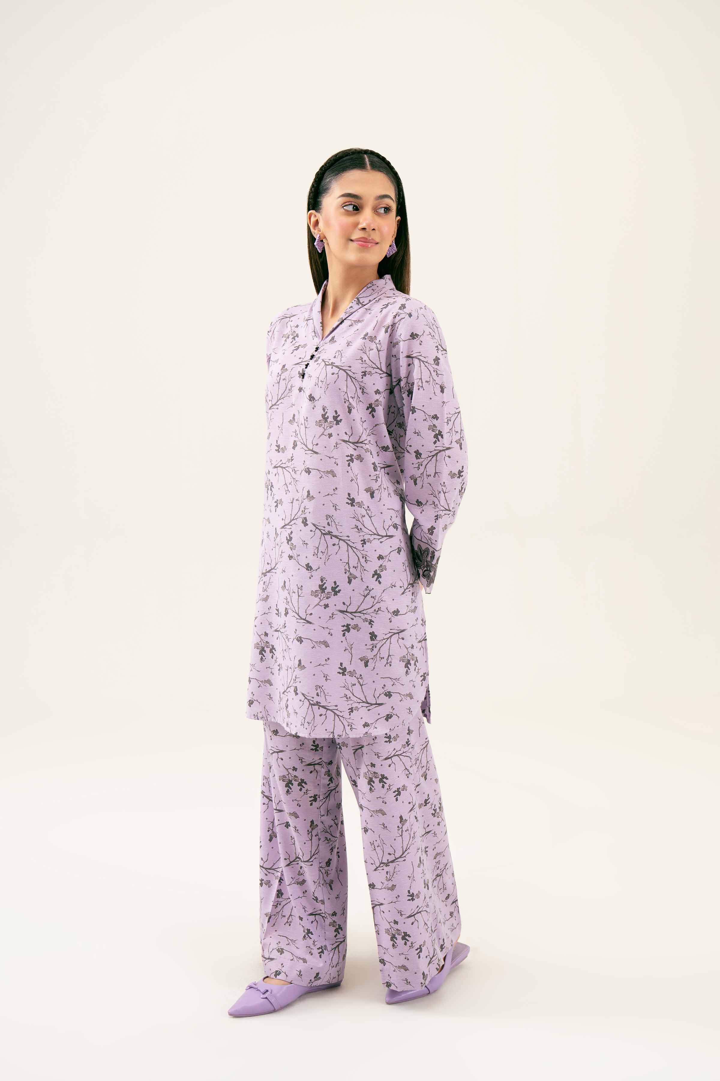 2 Piece - Printed Embroidered Suit - PW24-287